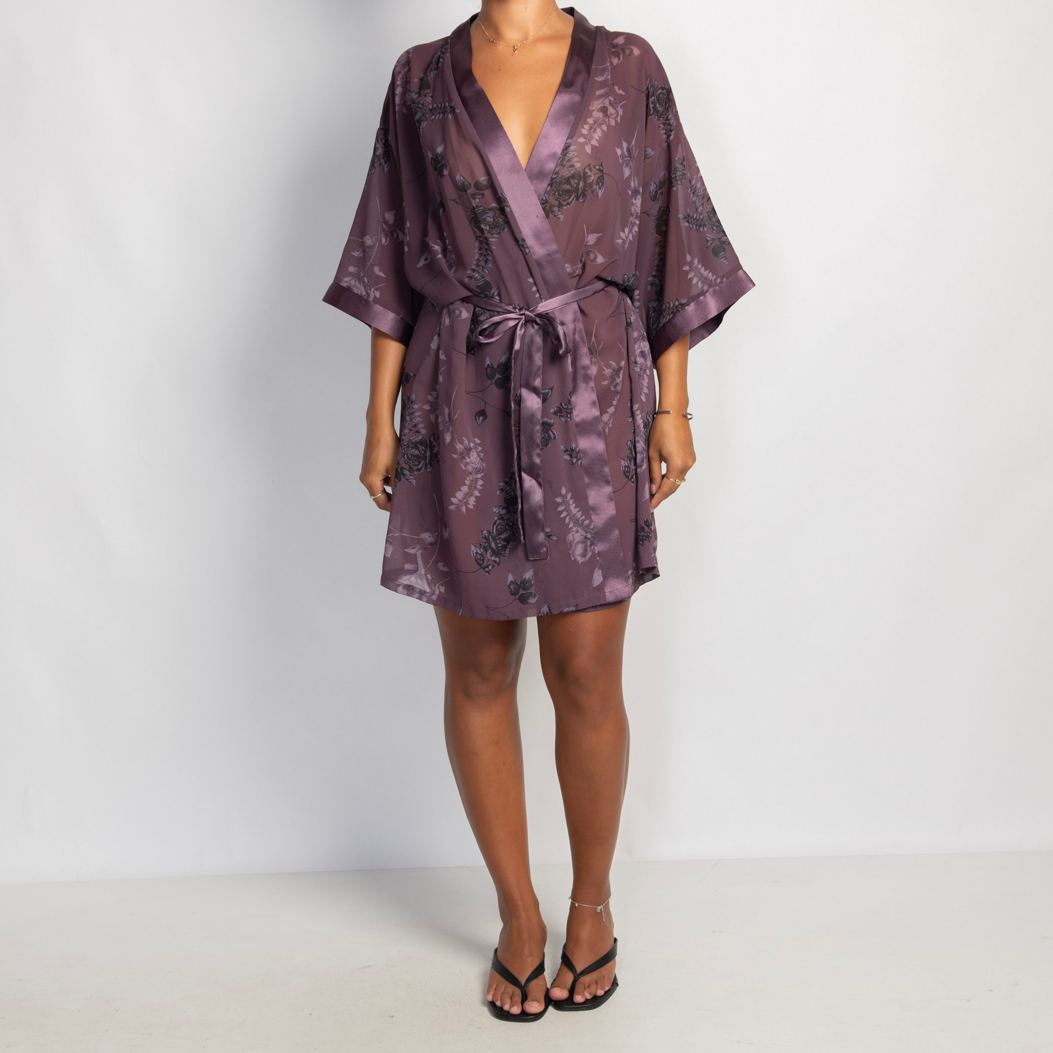 PURPLE FLORAL ROBE