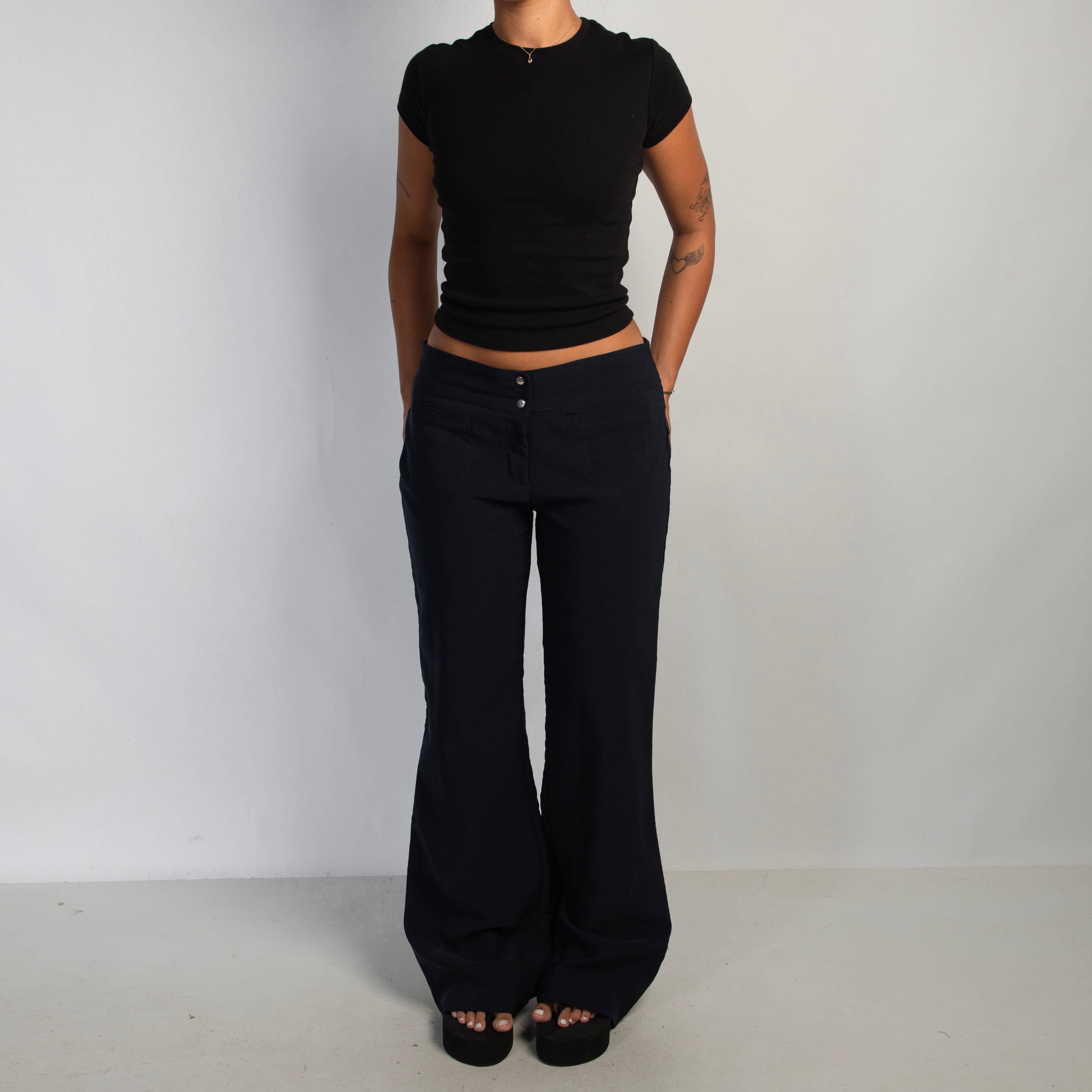 NAVY FLARED TROUSERS