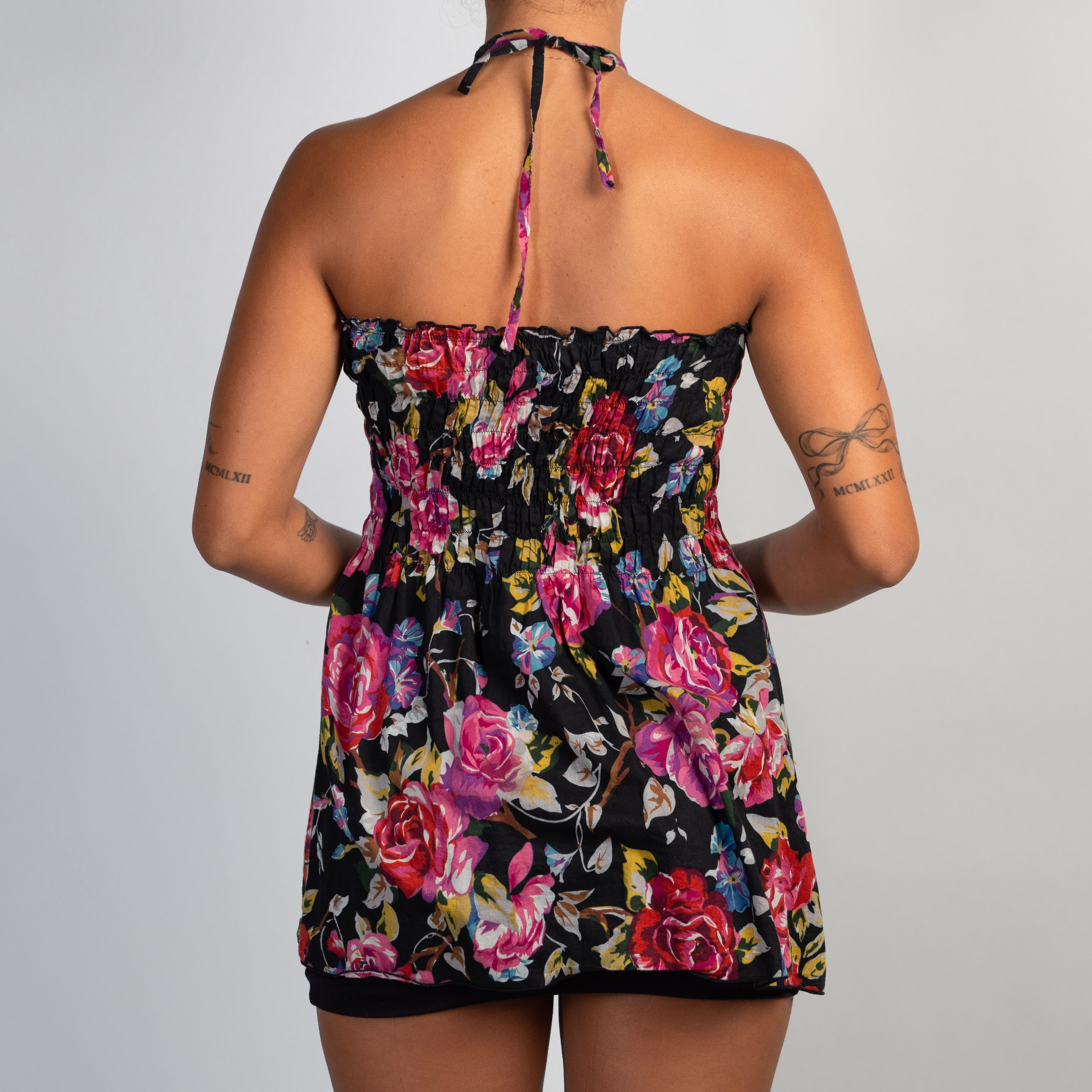 FLORAL BEADED HALTER TOP
