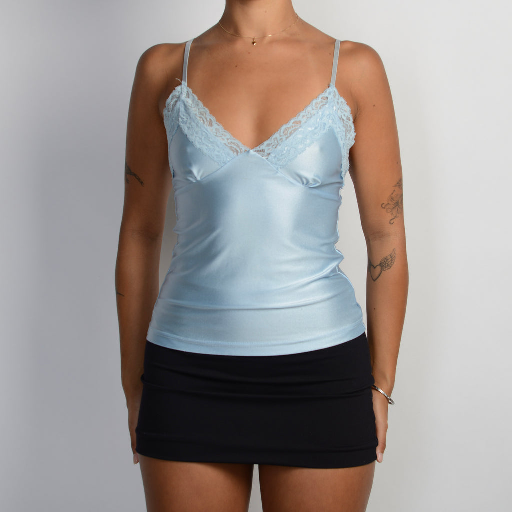 BLUE SATIN STRETCH CAMISOLE