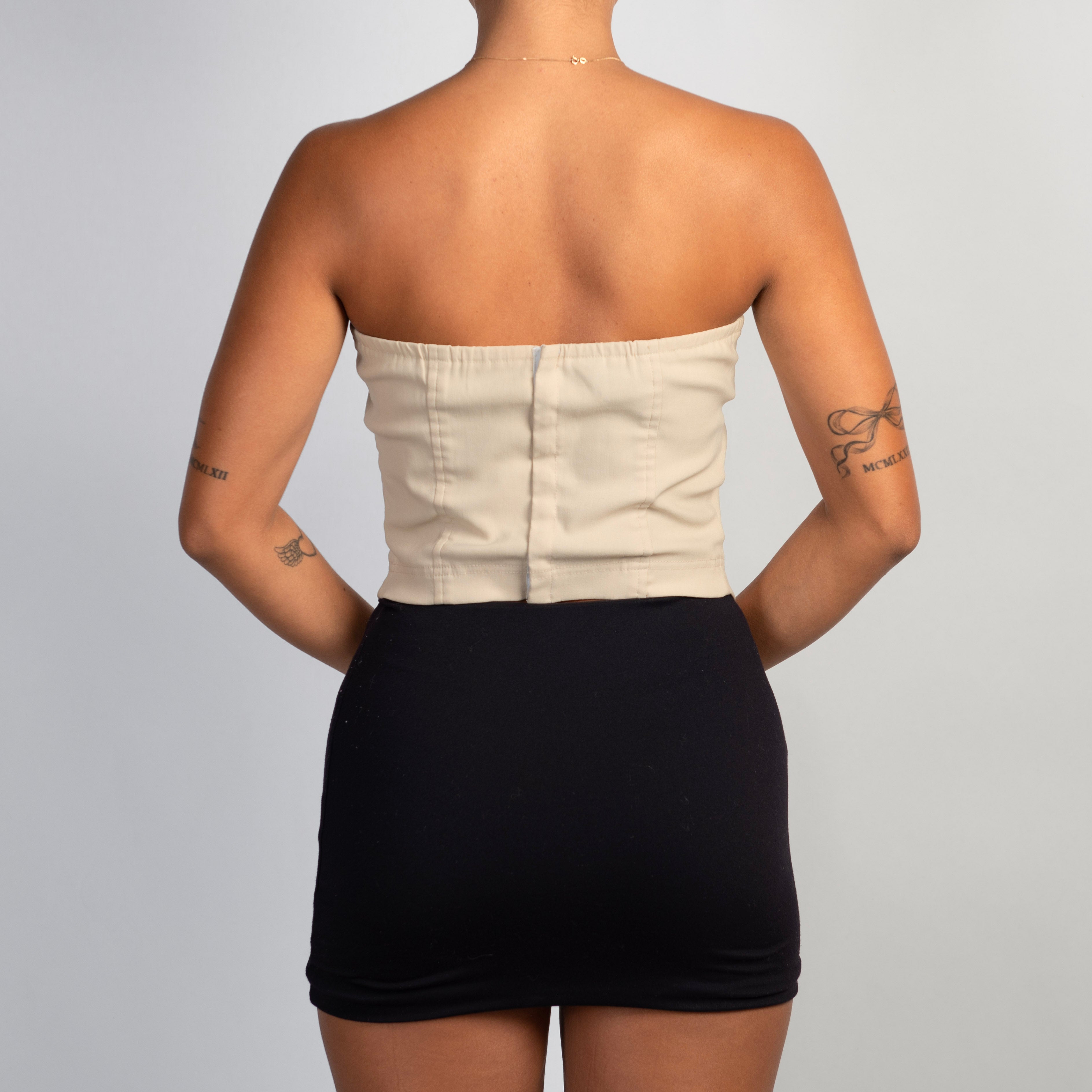 BEIGE STRAPLESS TOP