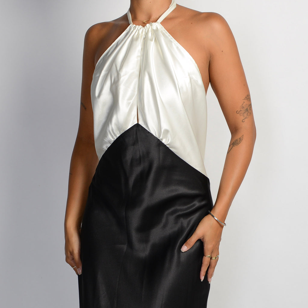 TWO TONE SATIN GOWN