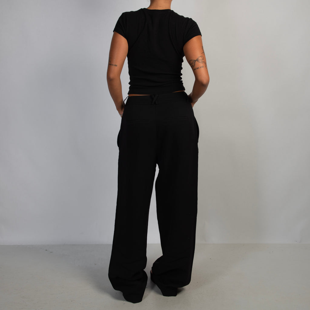 BLACK WIDE LEG TROUSERS