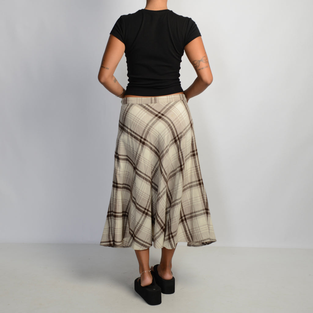 CREAM PLAID SKIRT