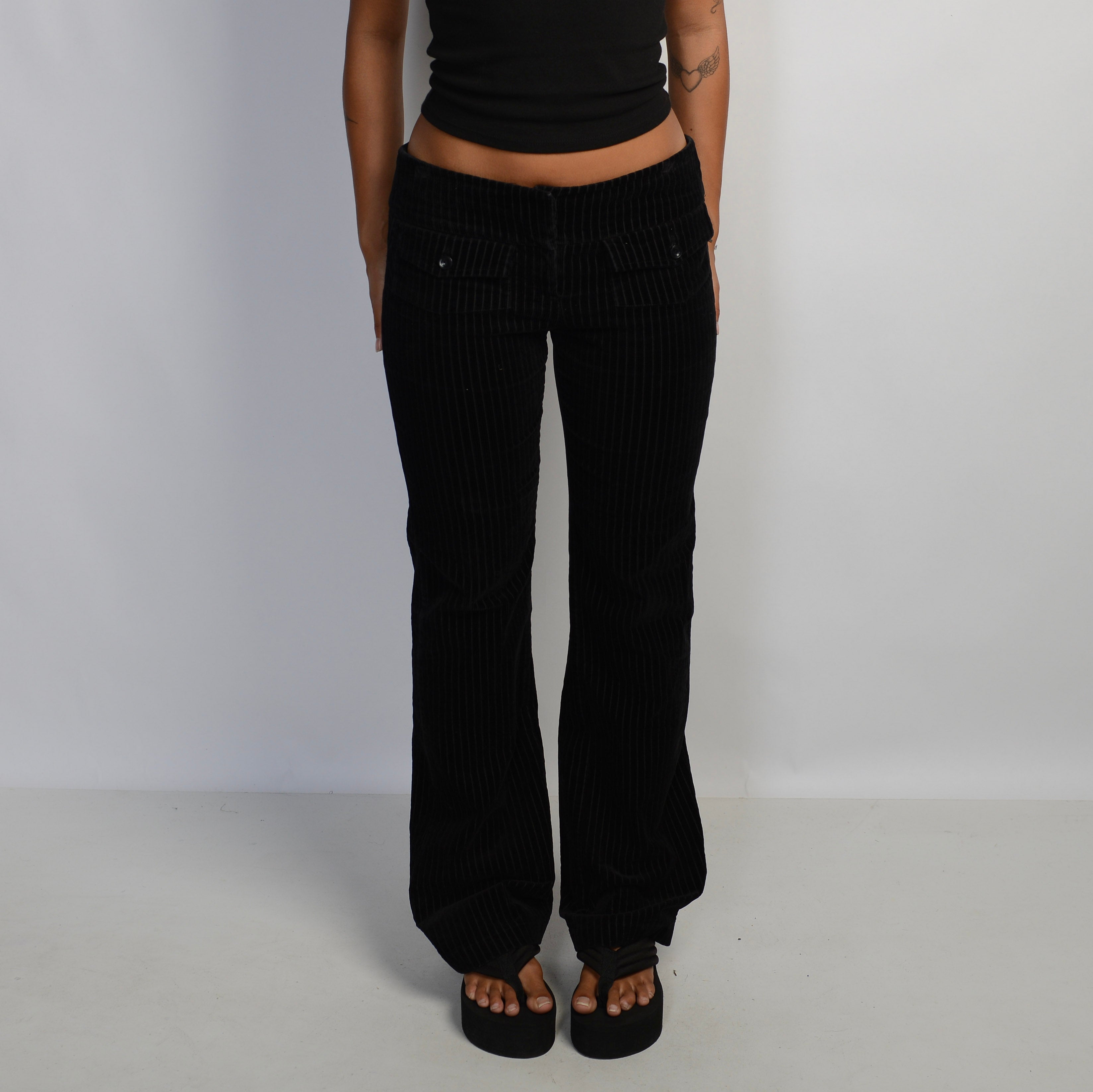BLACK CORDUROY BOOTCUT PANTS