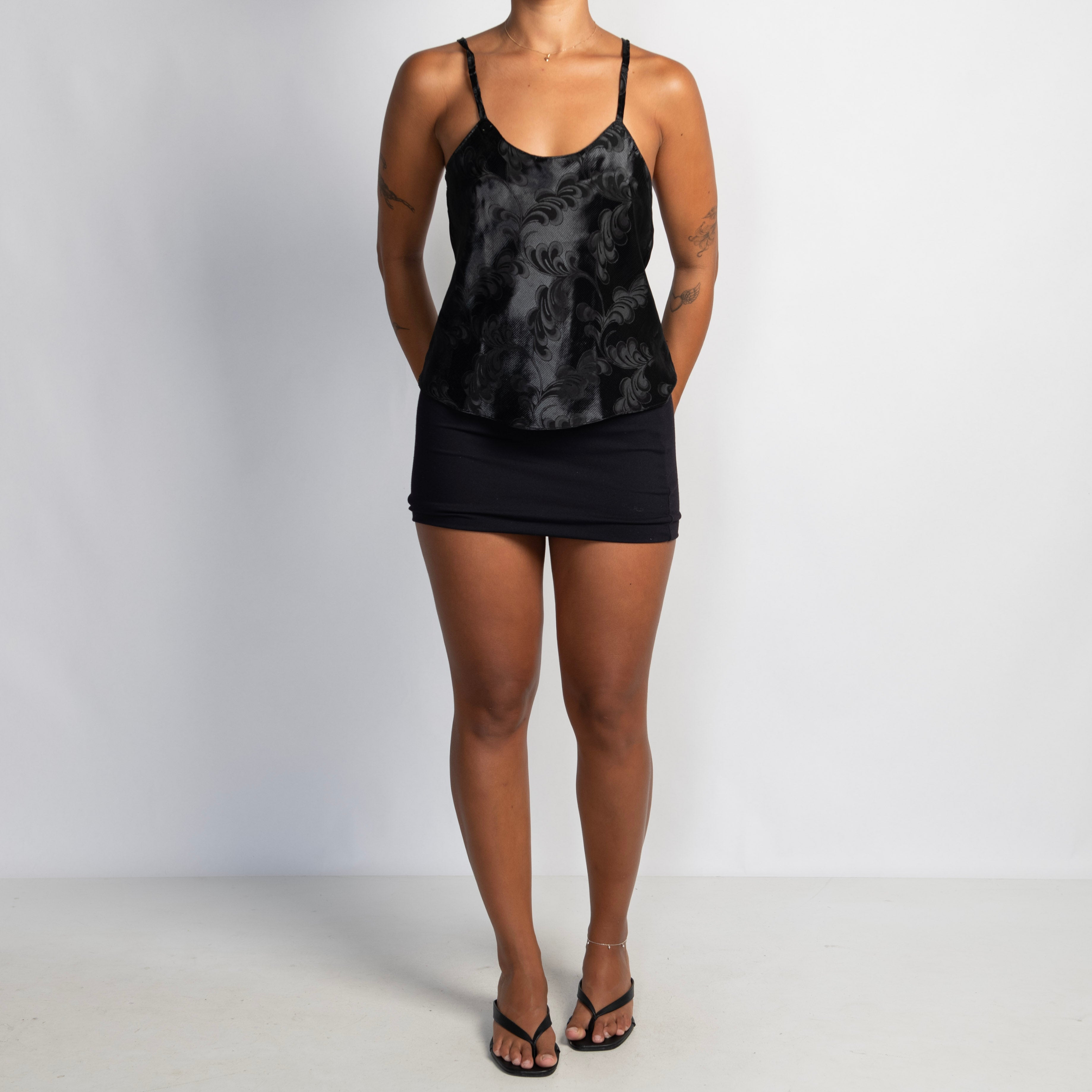 BLACK SATIN CAMISOLE