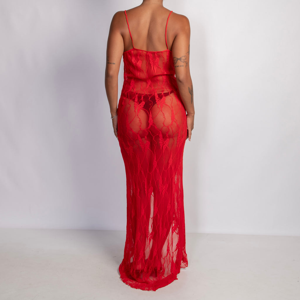 RED LACE MAXI DRESS