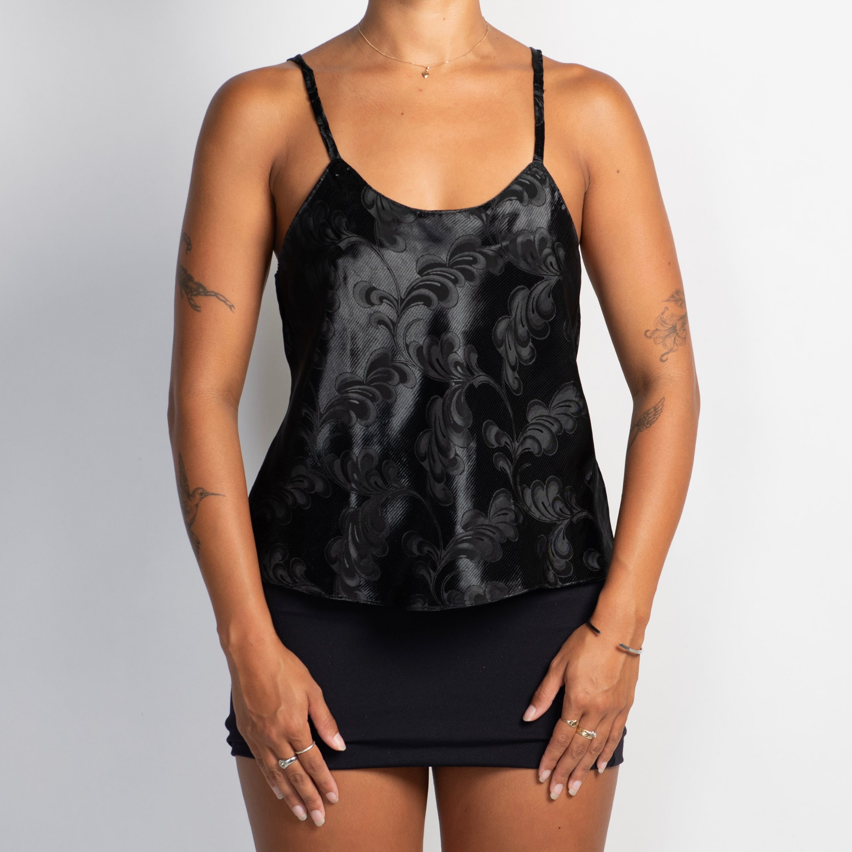 BLACK SATIN CAMISOLE