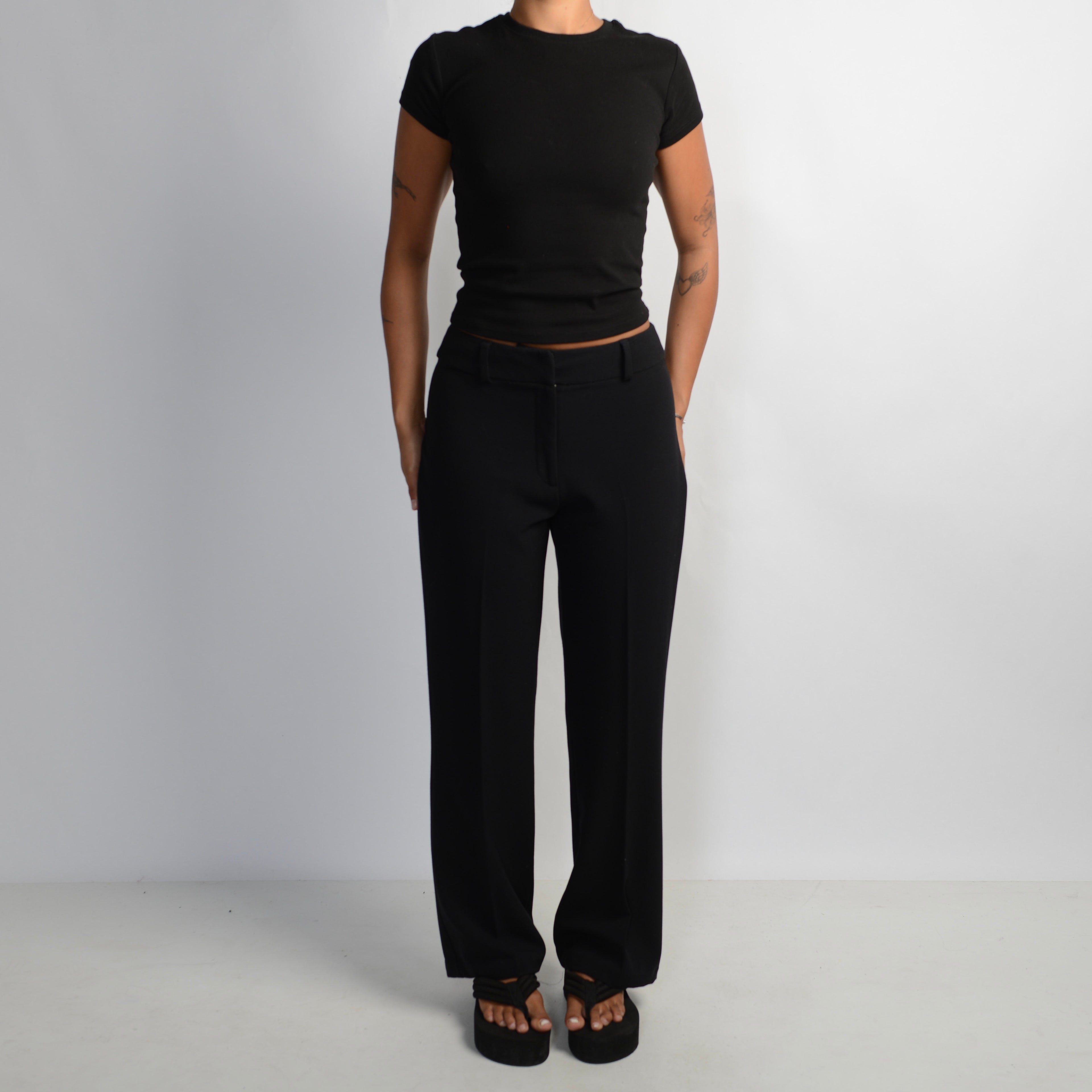 BLACK STRAIGHT LEG PANTS