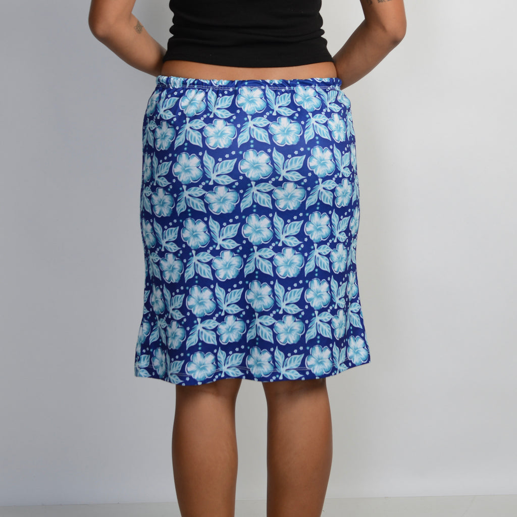 BLUE FLORAL DRAWSTRING SKIRT
