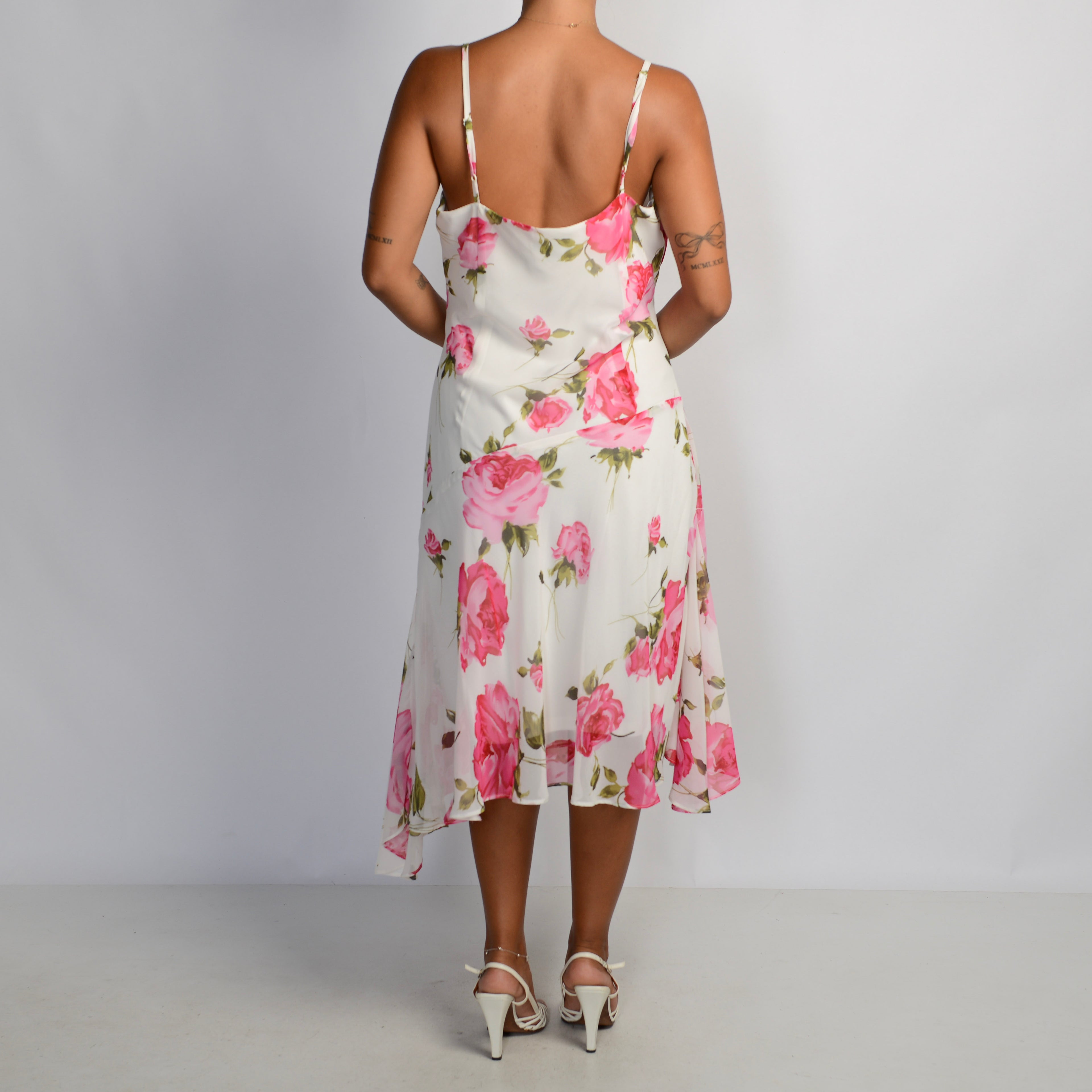 WHITE FLORAL MIDI DRESS