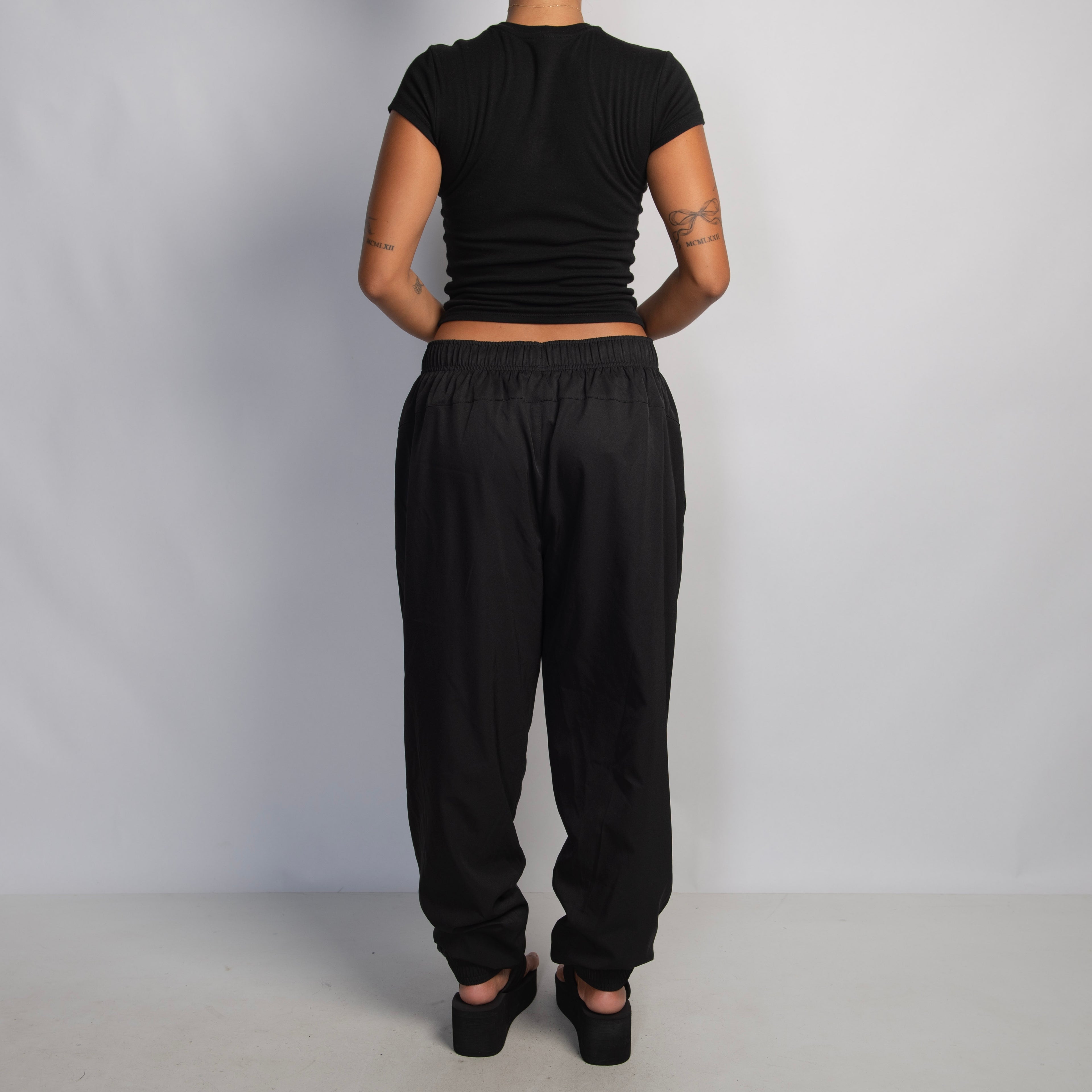 BLACK CUFF TRACK PANTS