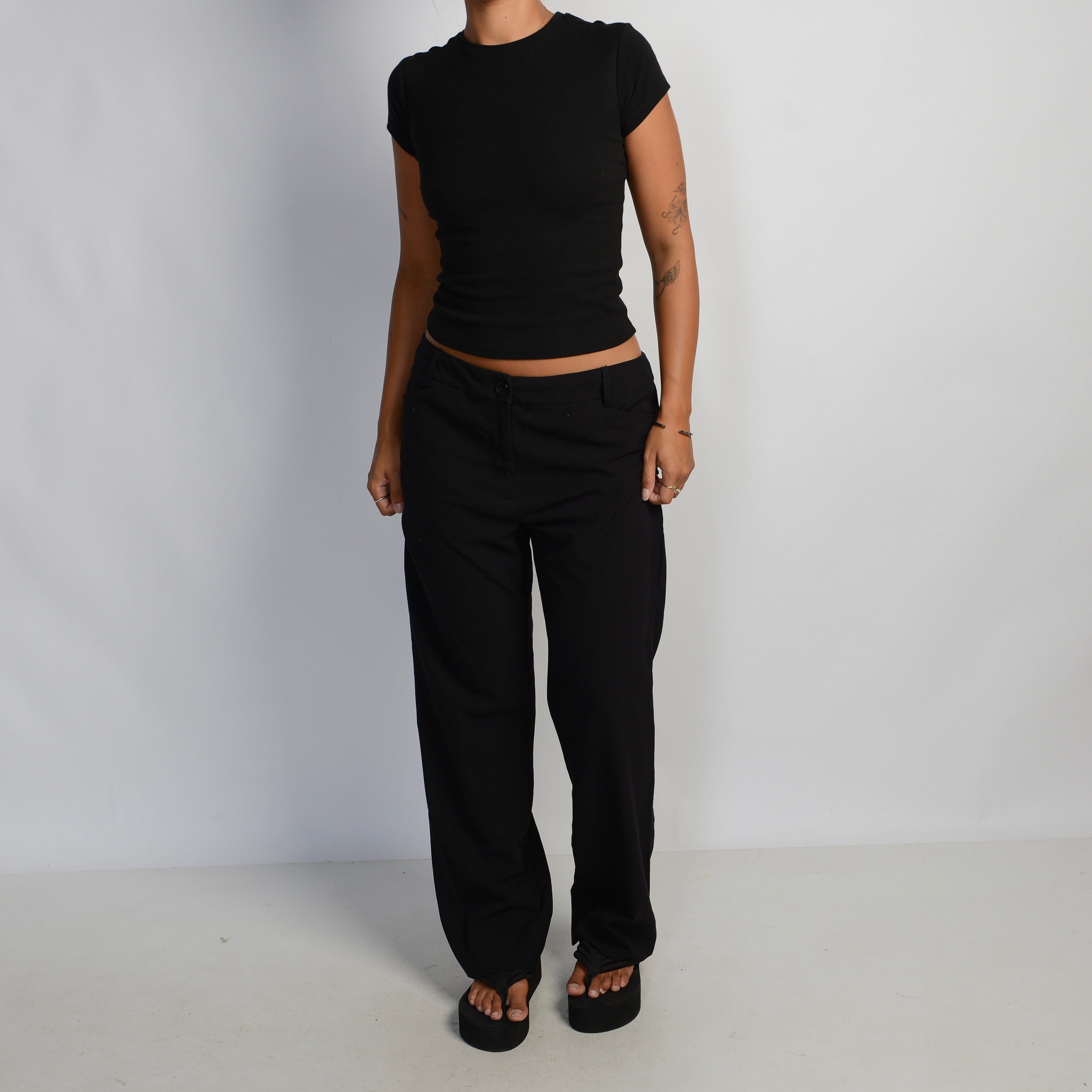 BLACK STRAIGHT LEG PANTS