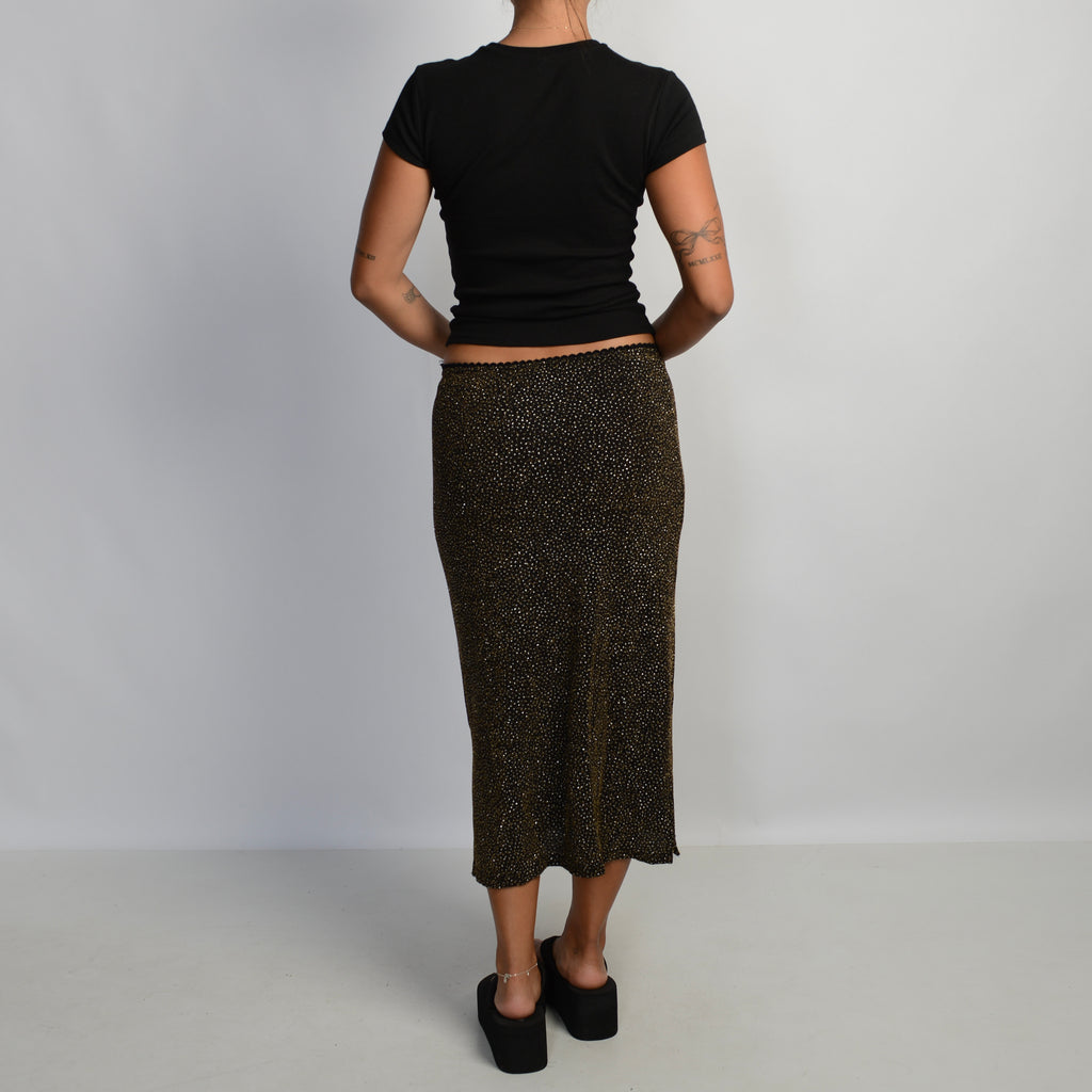 GOLD GLITTER MIDI SKIRT