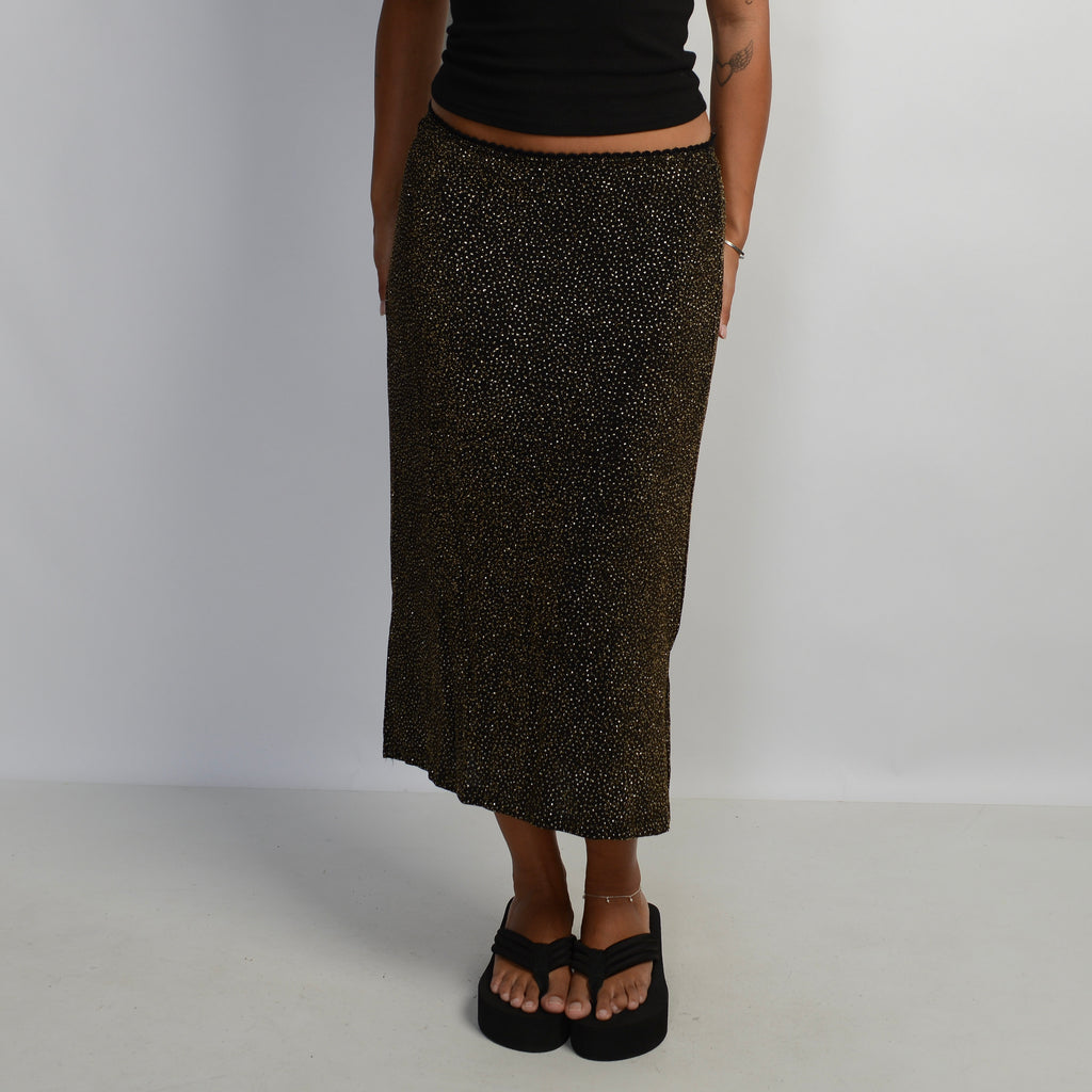 GOLD GLITTER MIDI SKIRT