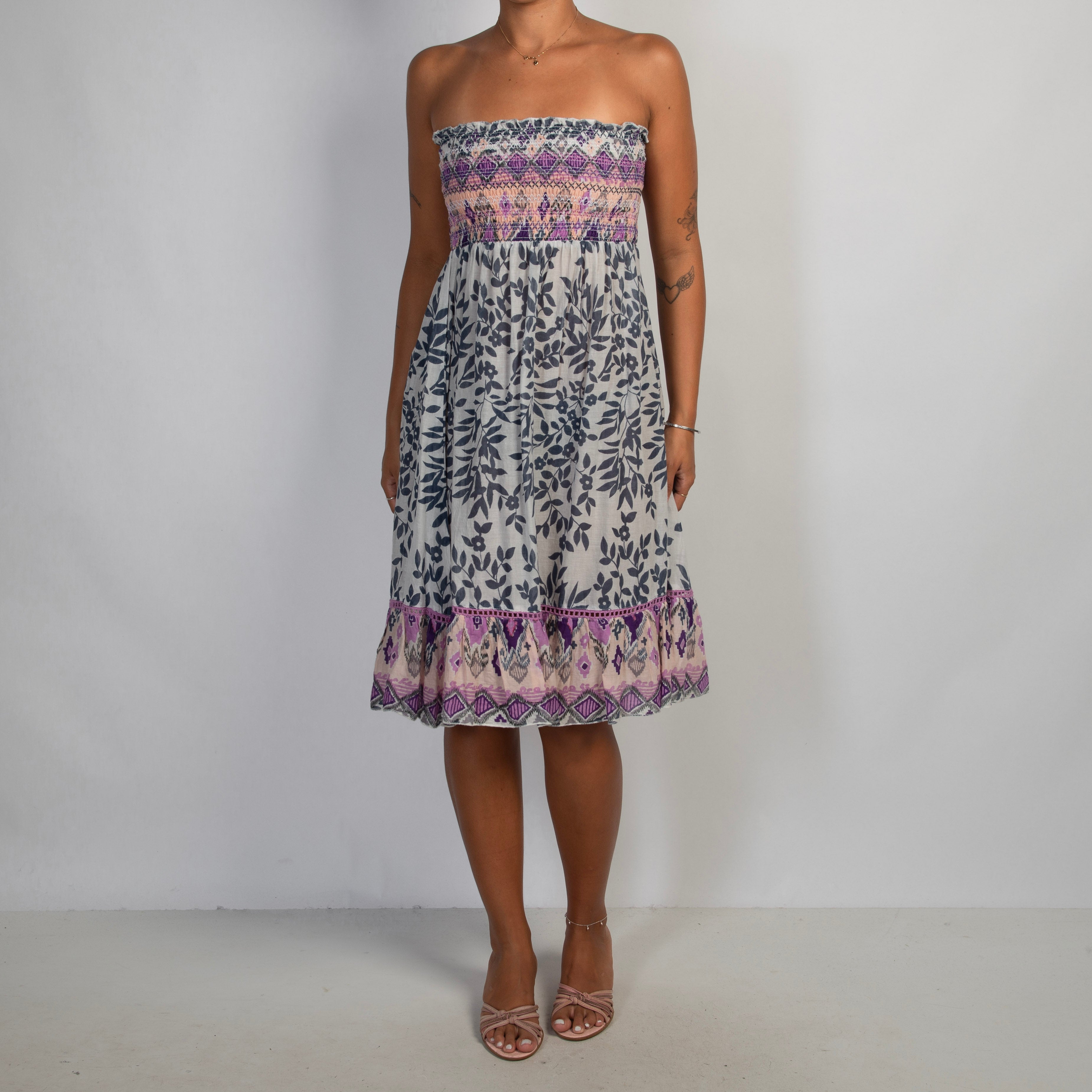 STRAPLESS PATTERN DRESS