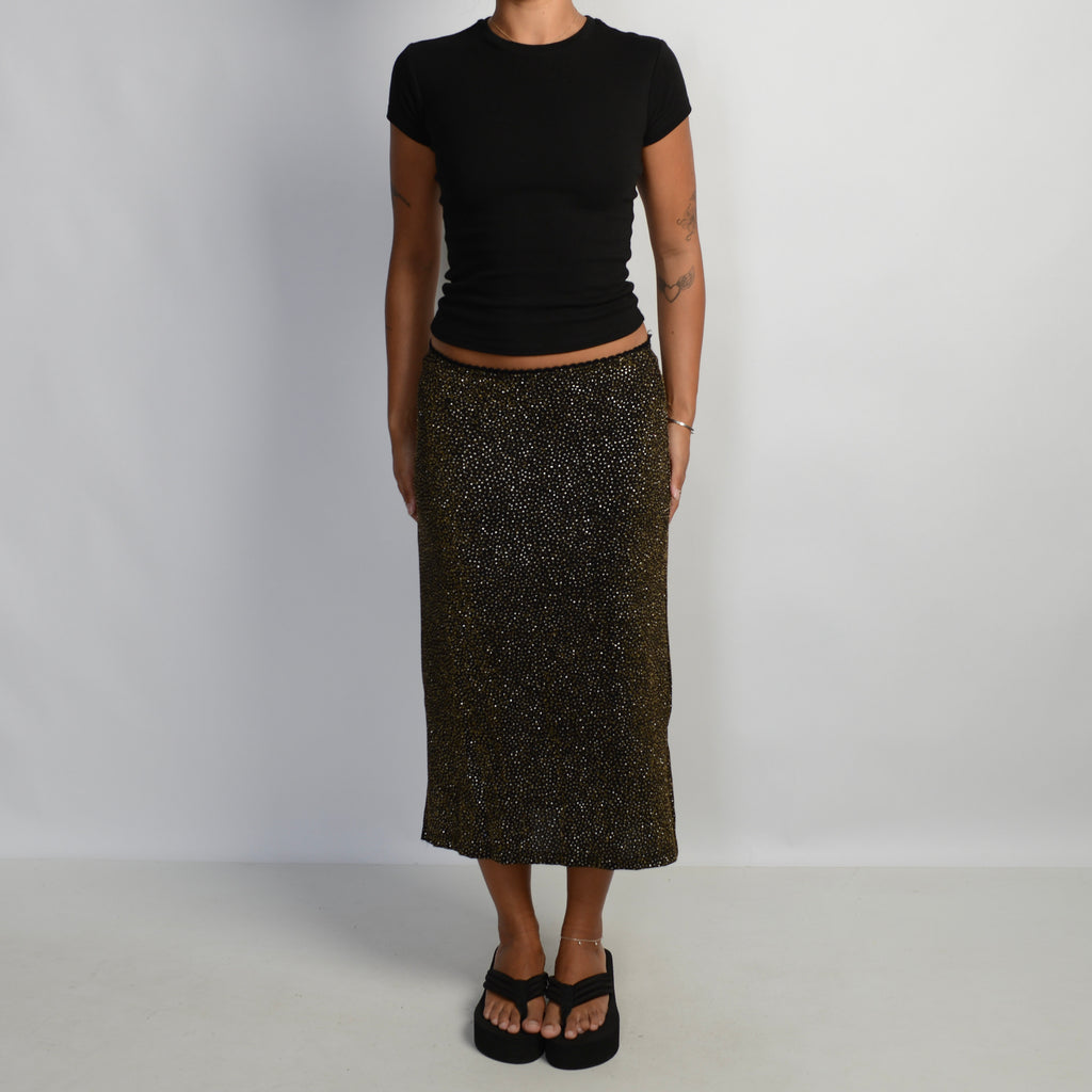 GOLD GLITTER MIDI SKIRT