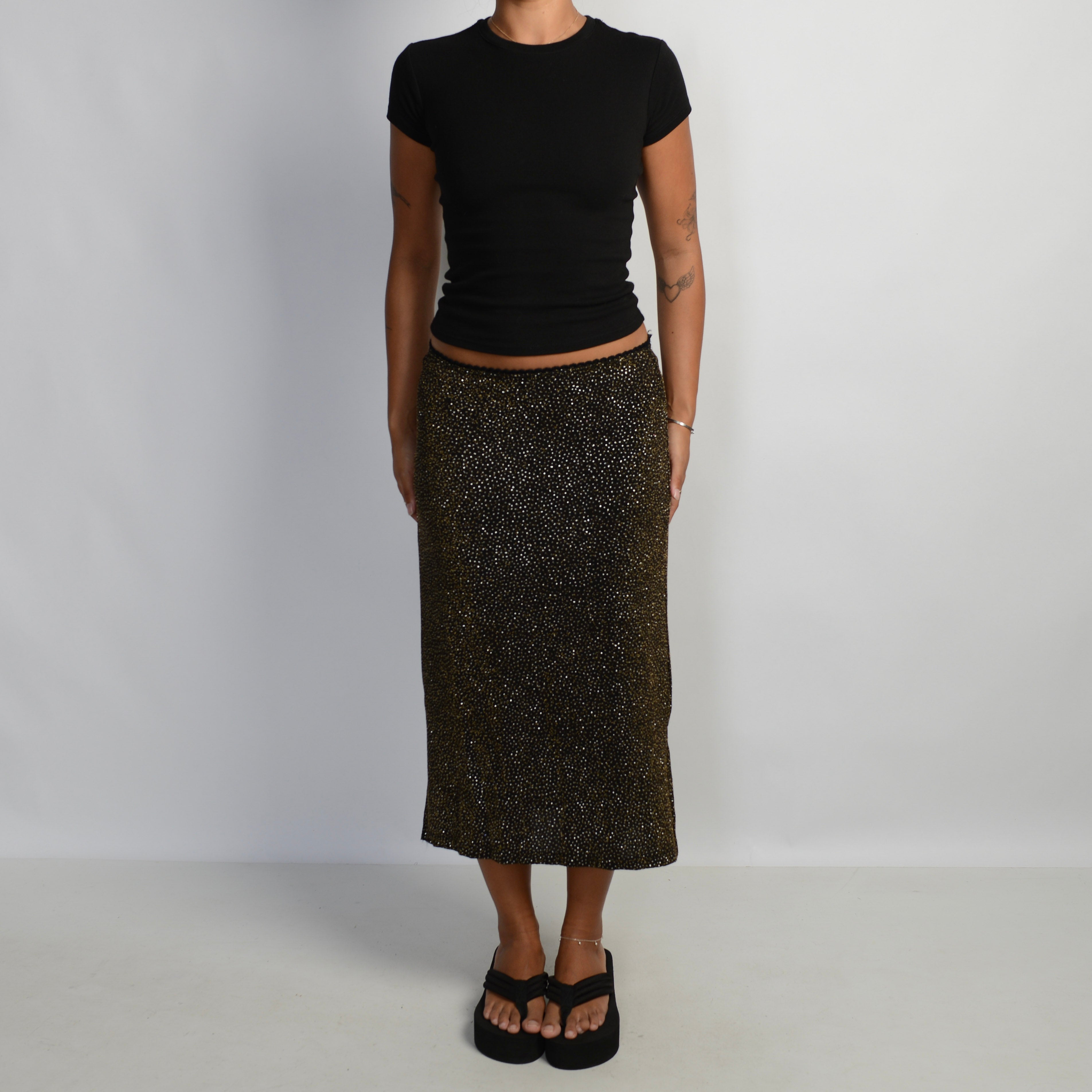 GOLD GLITTER MIDI SKIRT