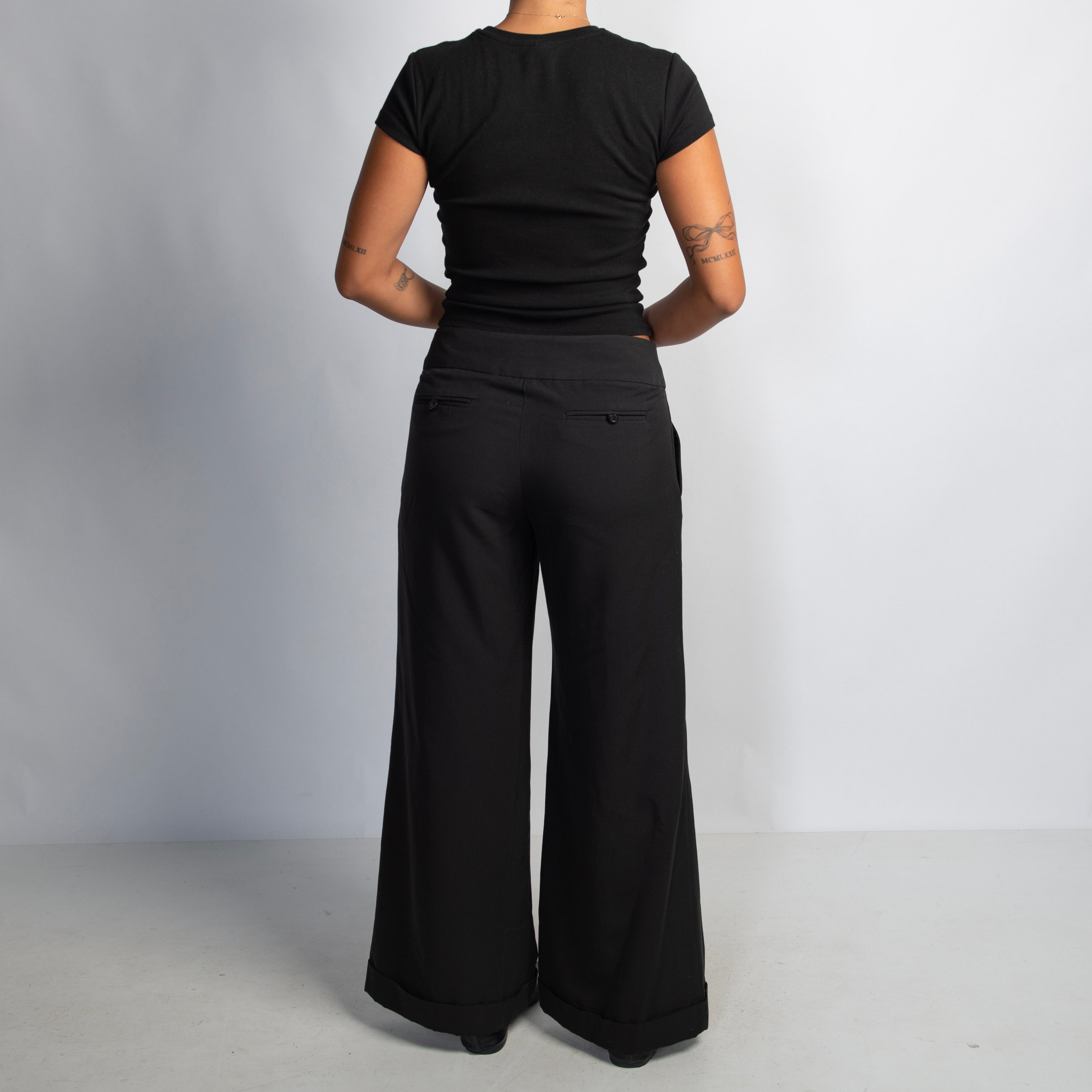 BLACK WIDE LEG TROUSERS