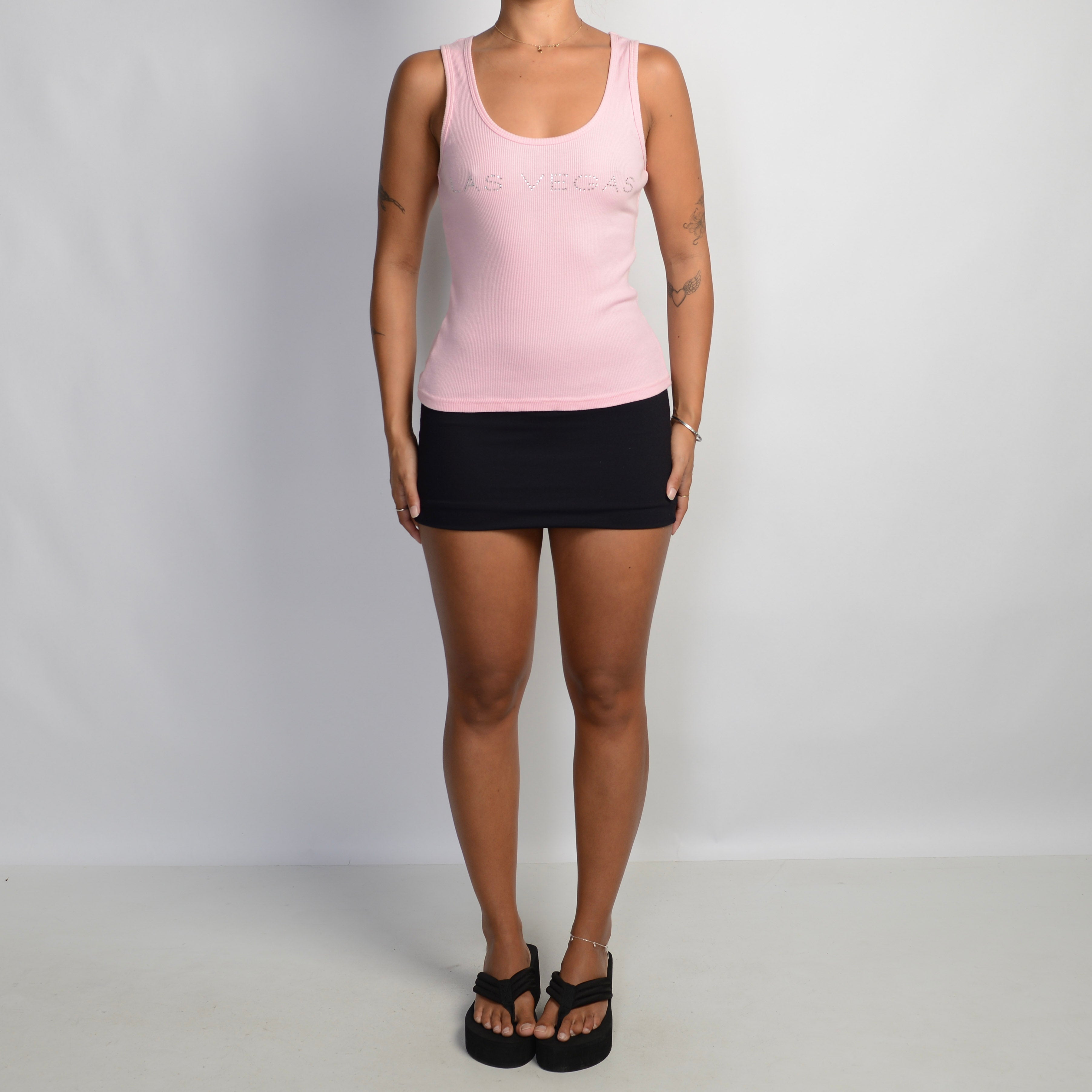 PINK RIBBED TANK TOP