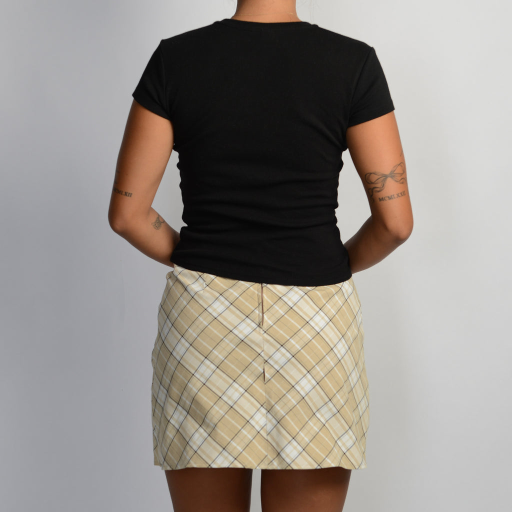 CREAM PLAID MINI SKIRT