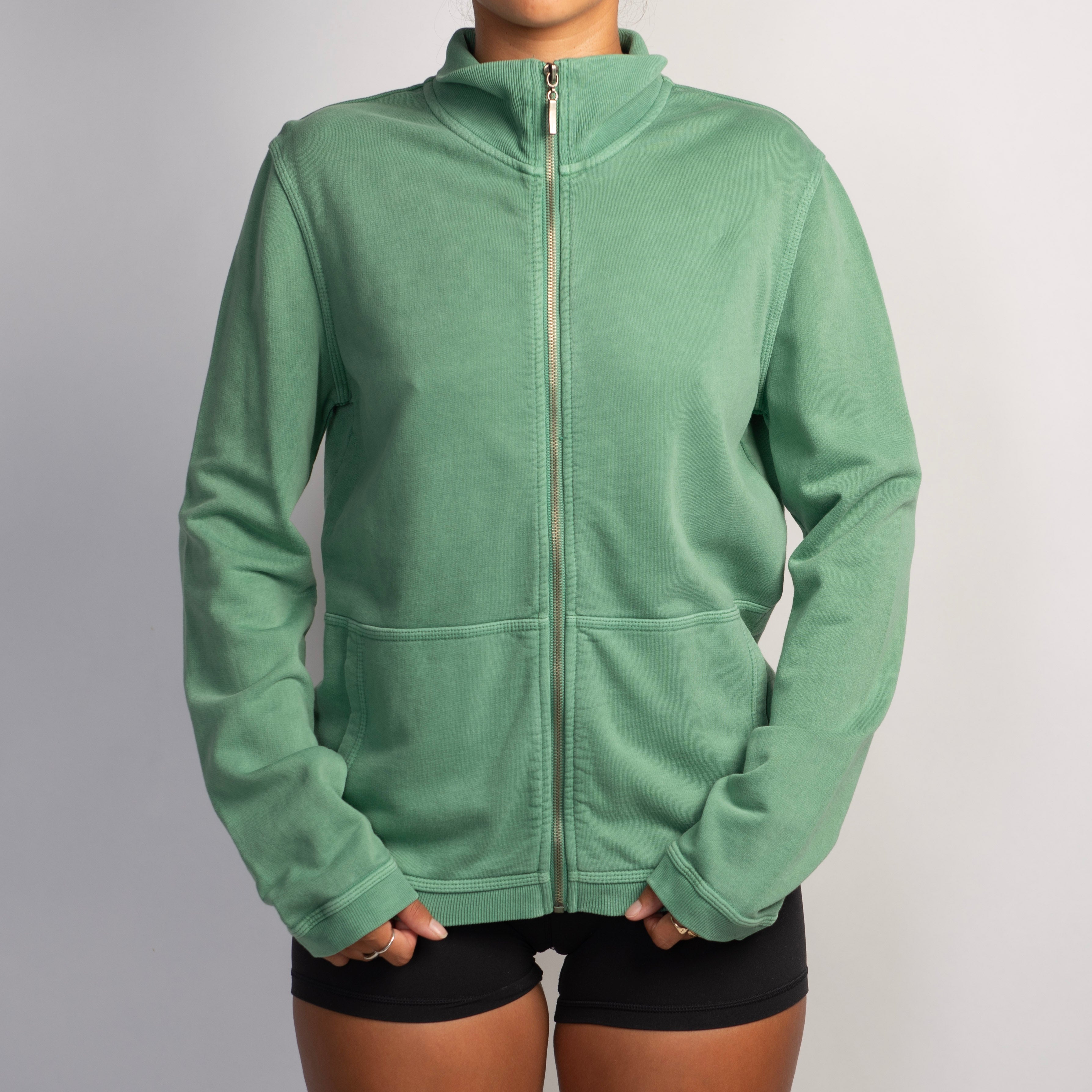 GREEN COTTON ZIP JACKET