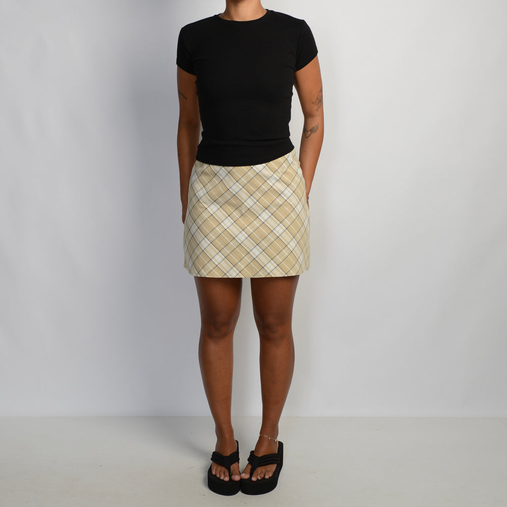 CREAM PLAID MINI SKIRT