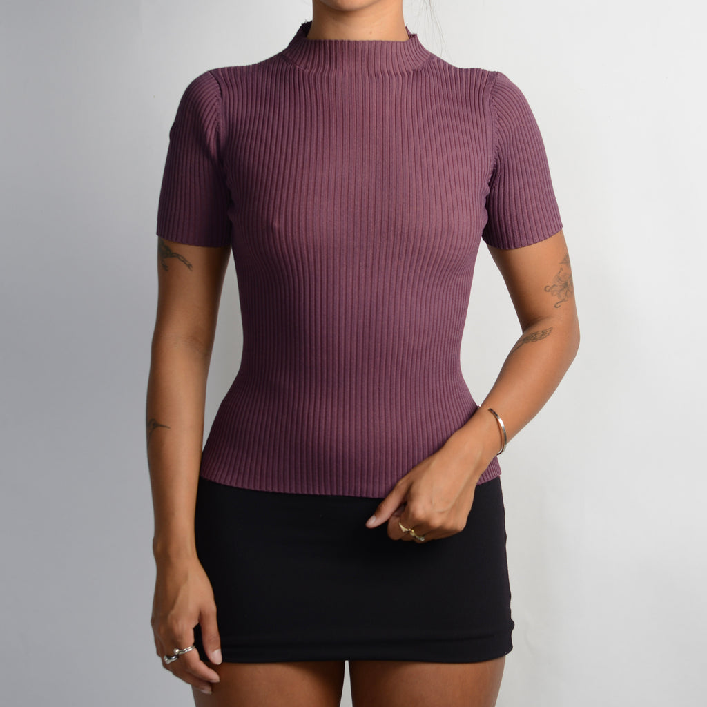 PURPLE MOCKNECK TOP
