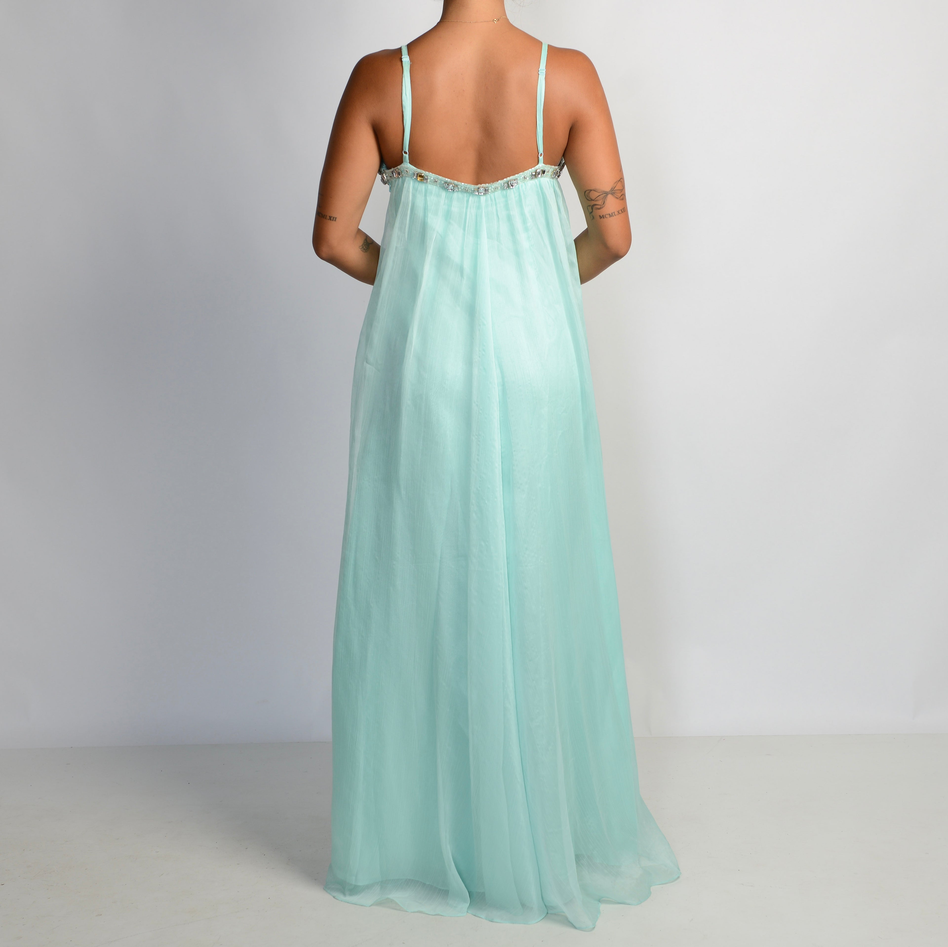 AQUA BEADED GOWN