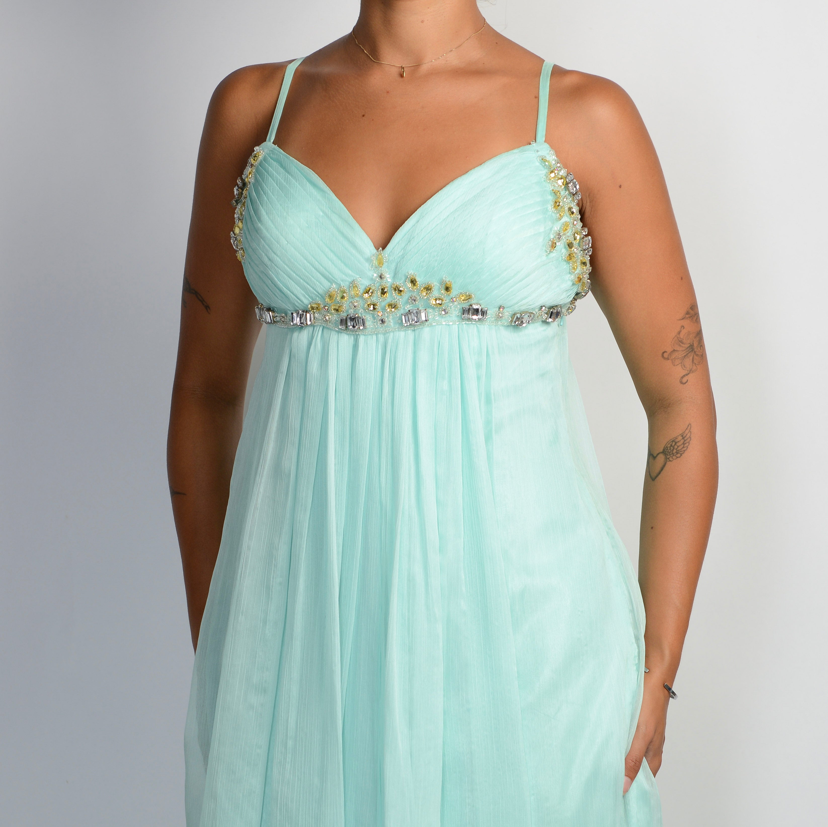 AQUA BEADED GOWN
