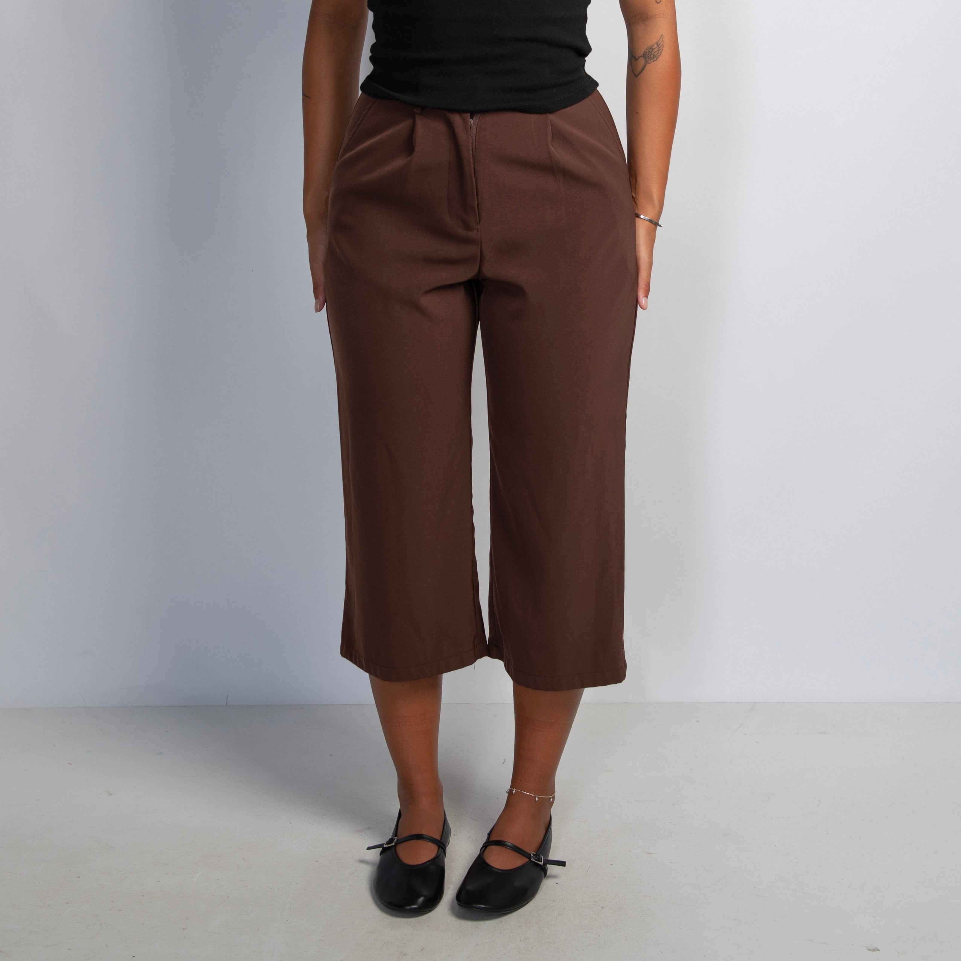 BROWN CROP TROUSERS