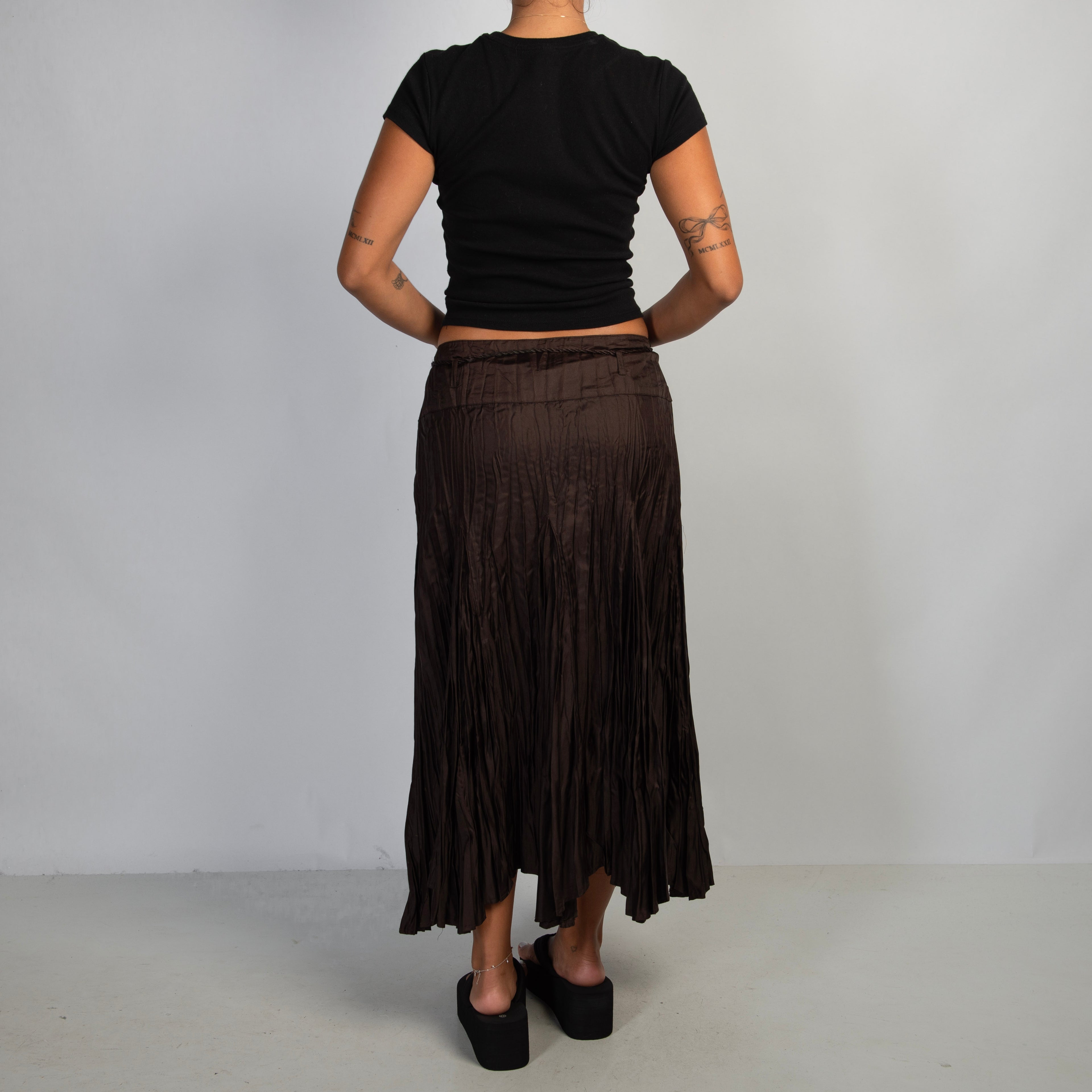 BROWN TEXTURED SKIRT