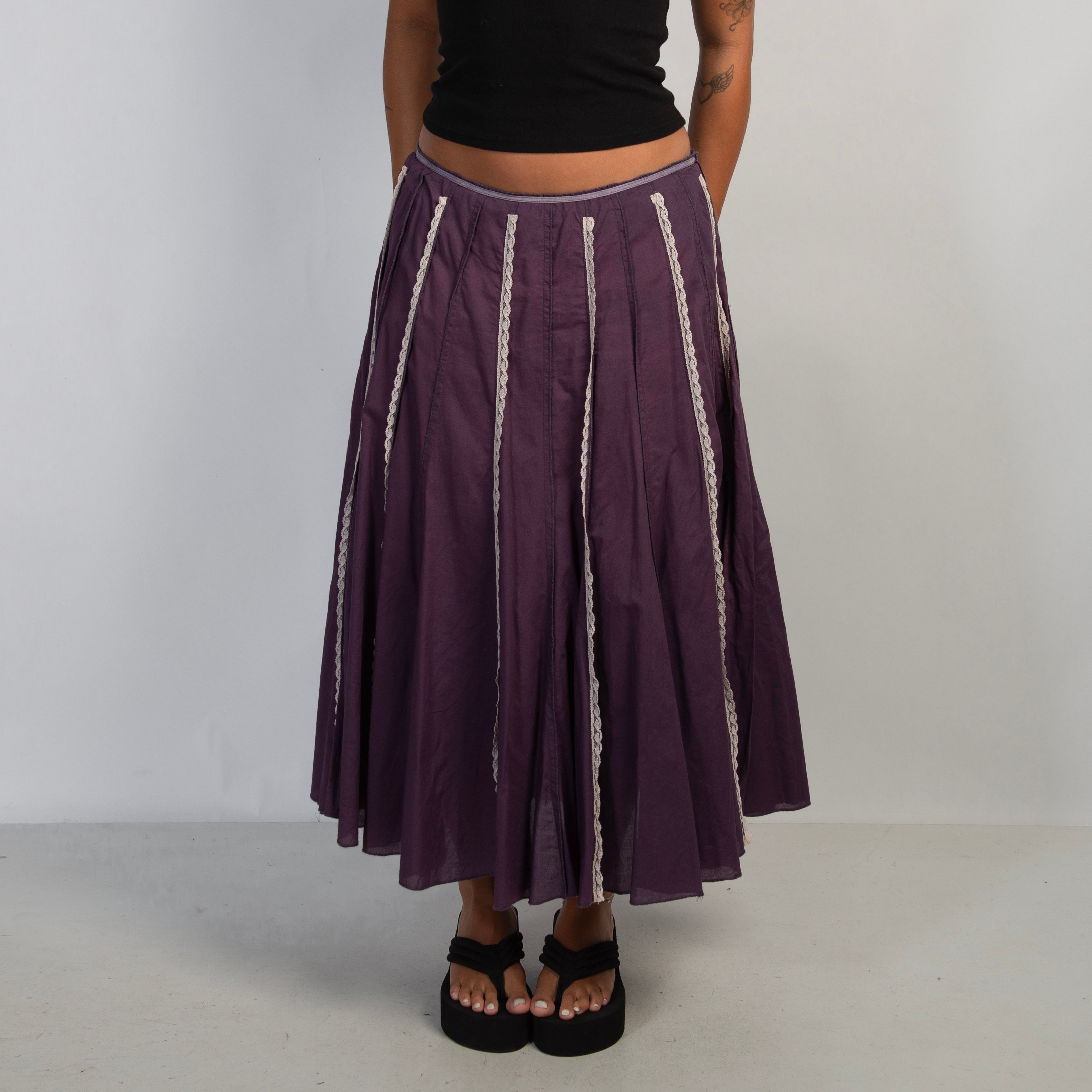 PURPLE COTTON LONGLINE SKIRT