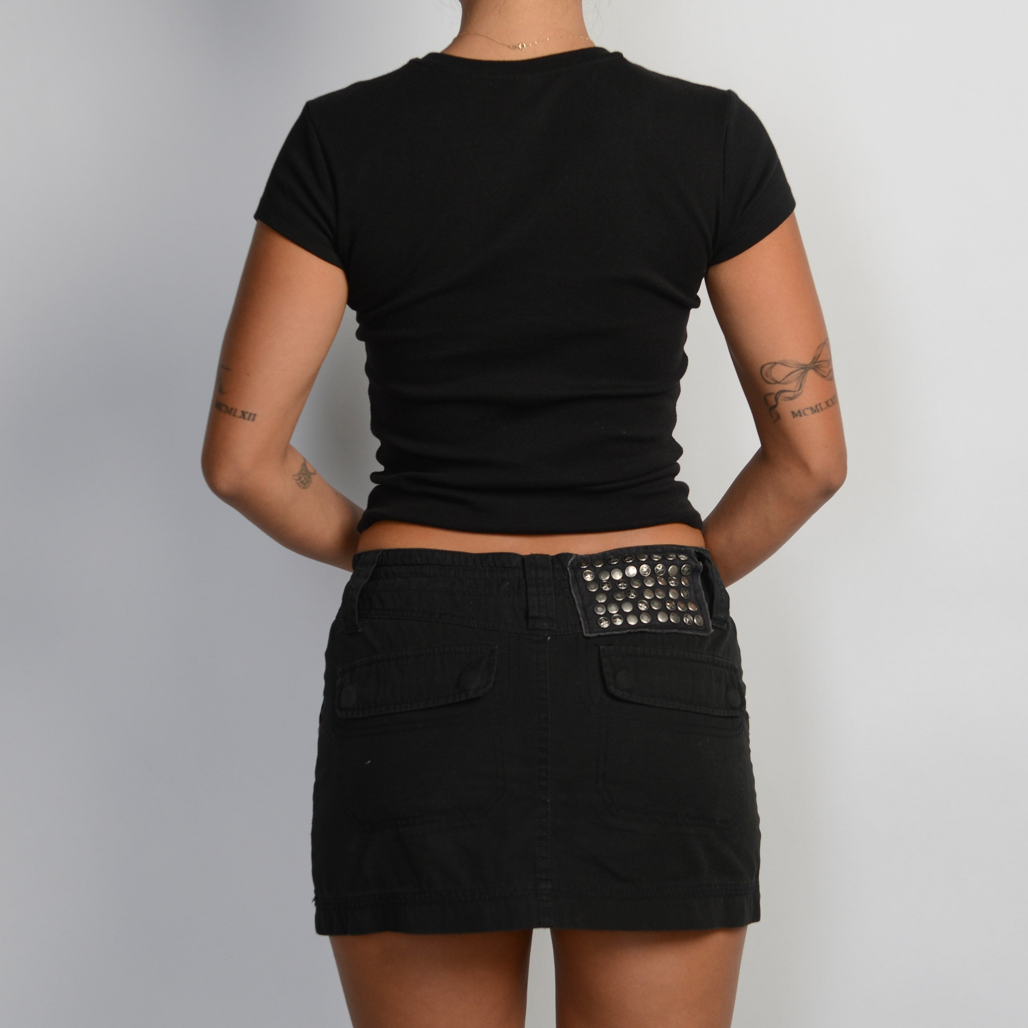 BLACK CARGO MINI SKIRT