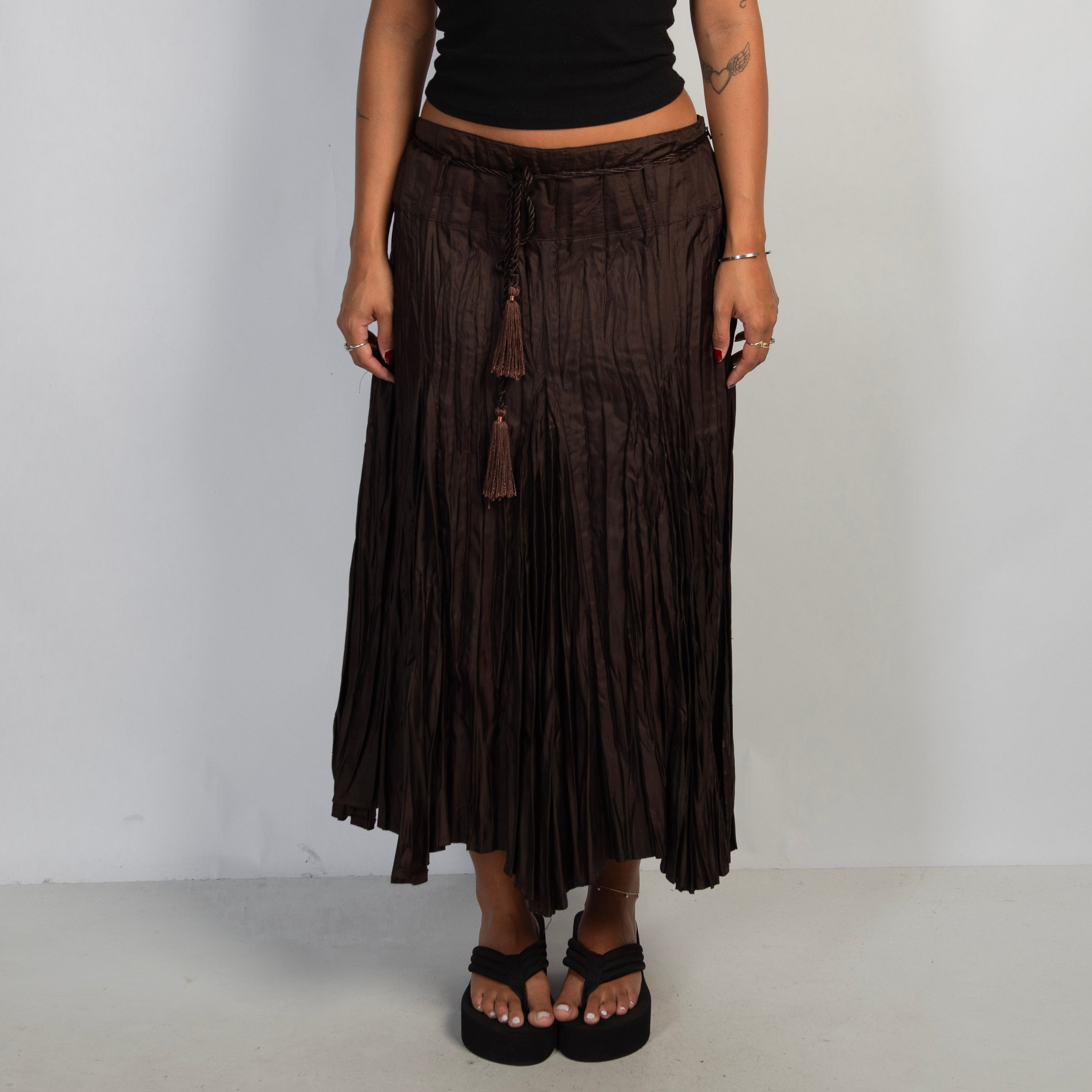 BROWN TEXTURED SKIRT