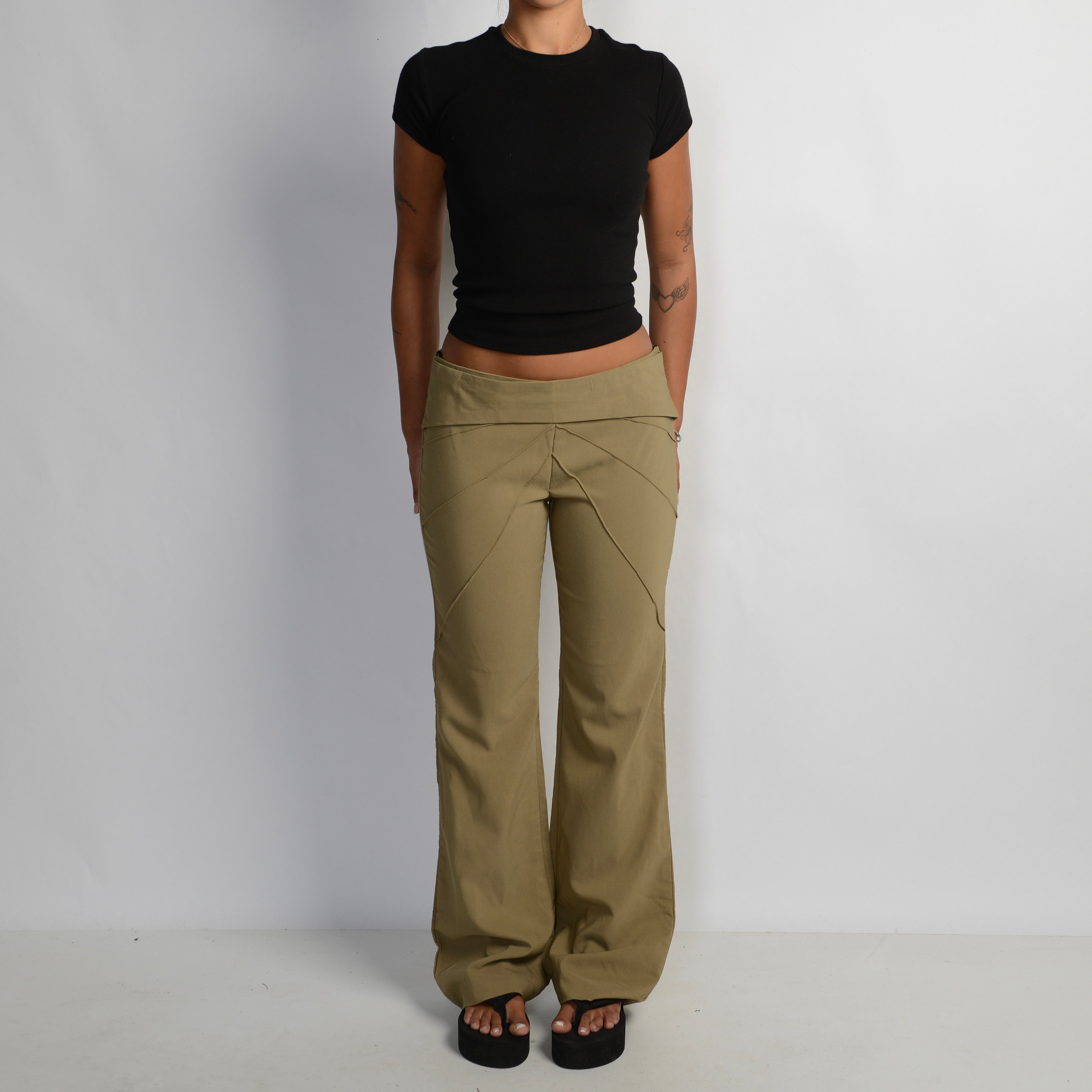 OLIVE BOOTCUT TROUSERS