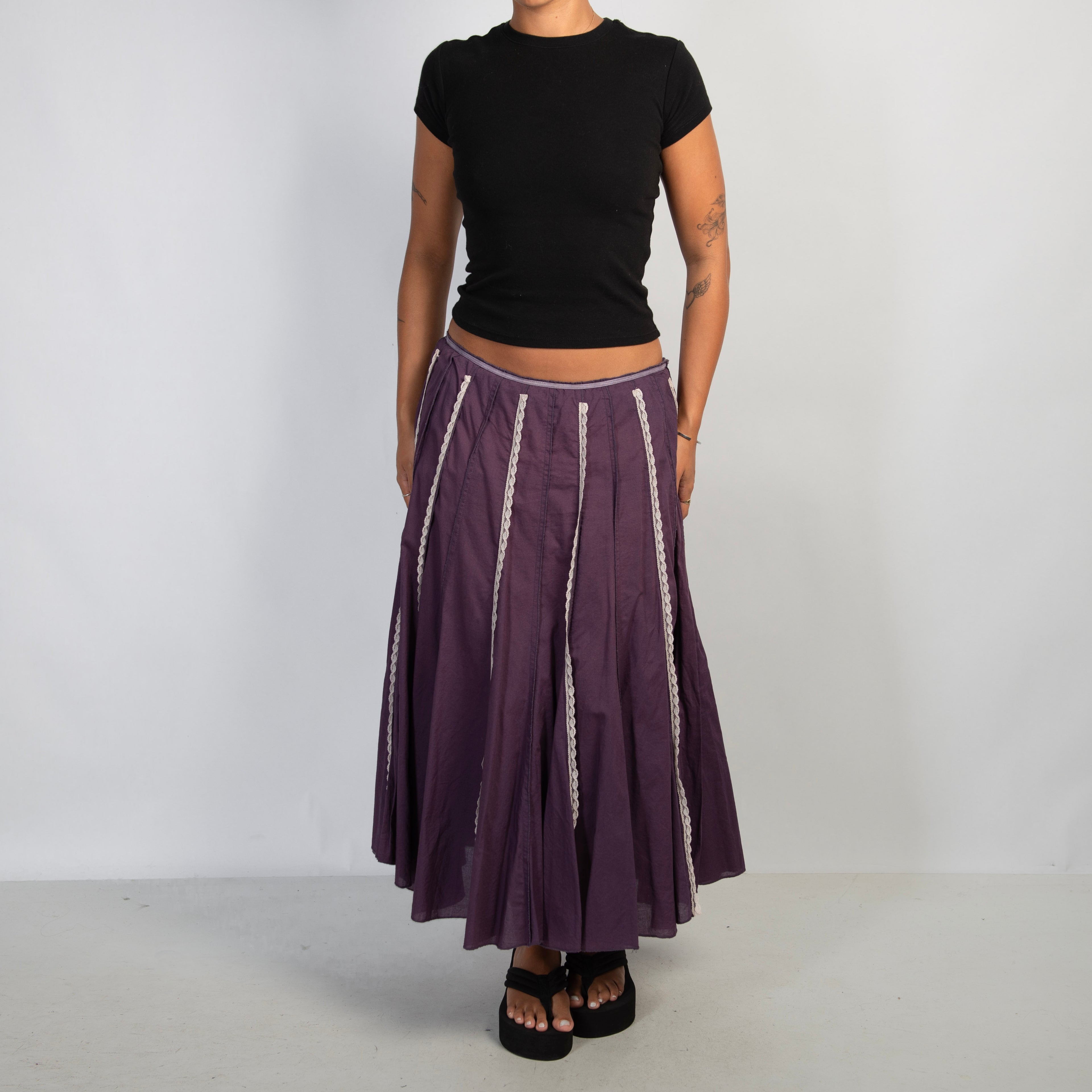PURPLE COTTON LONGLINE SKIRT