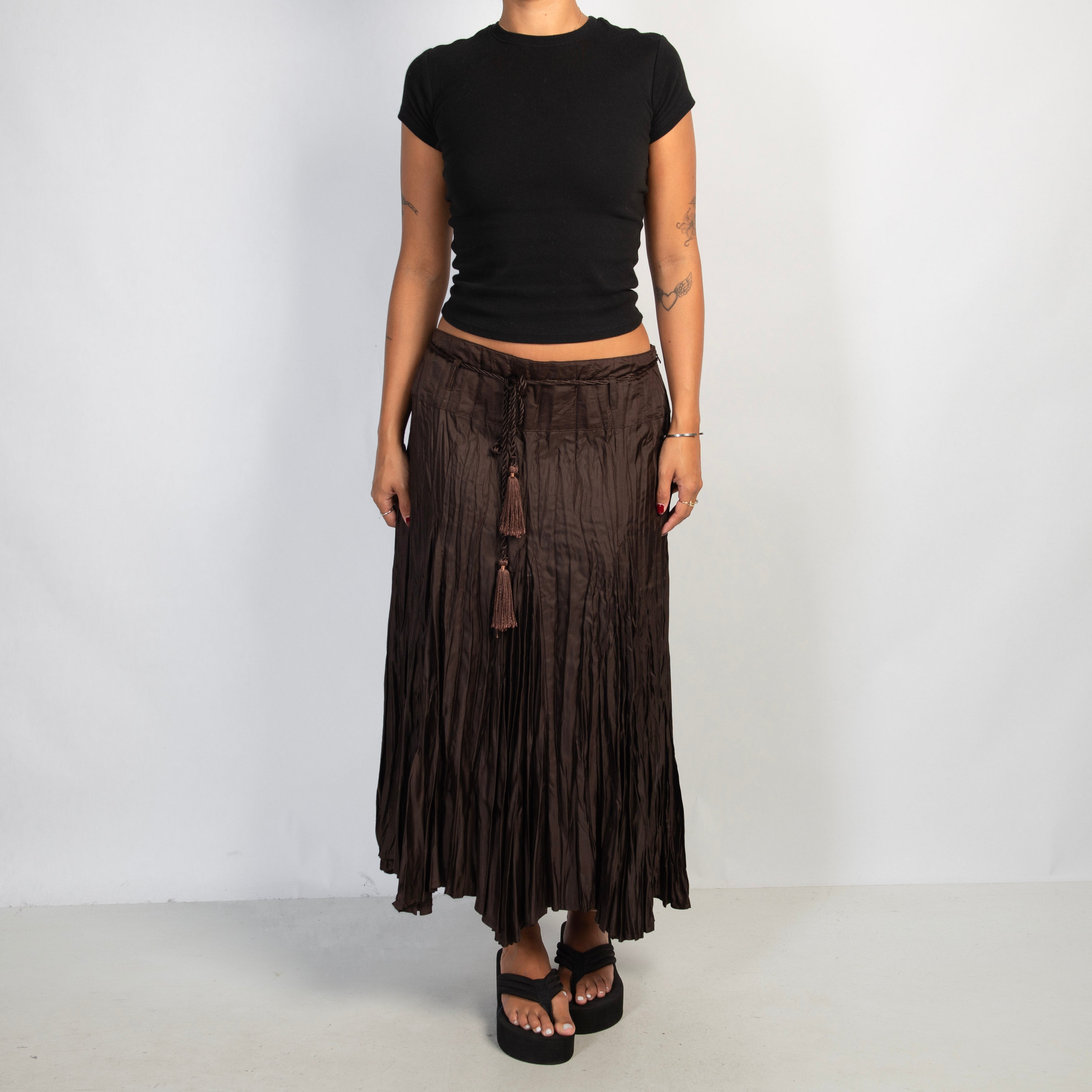 BROWN TEXTURED SKIRT