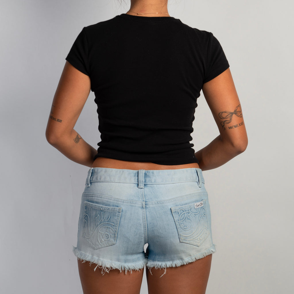 FADED WASH DENIM SHORTS