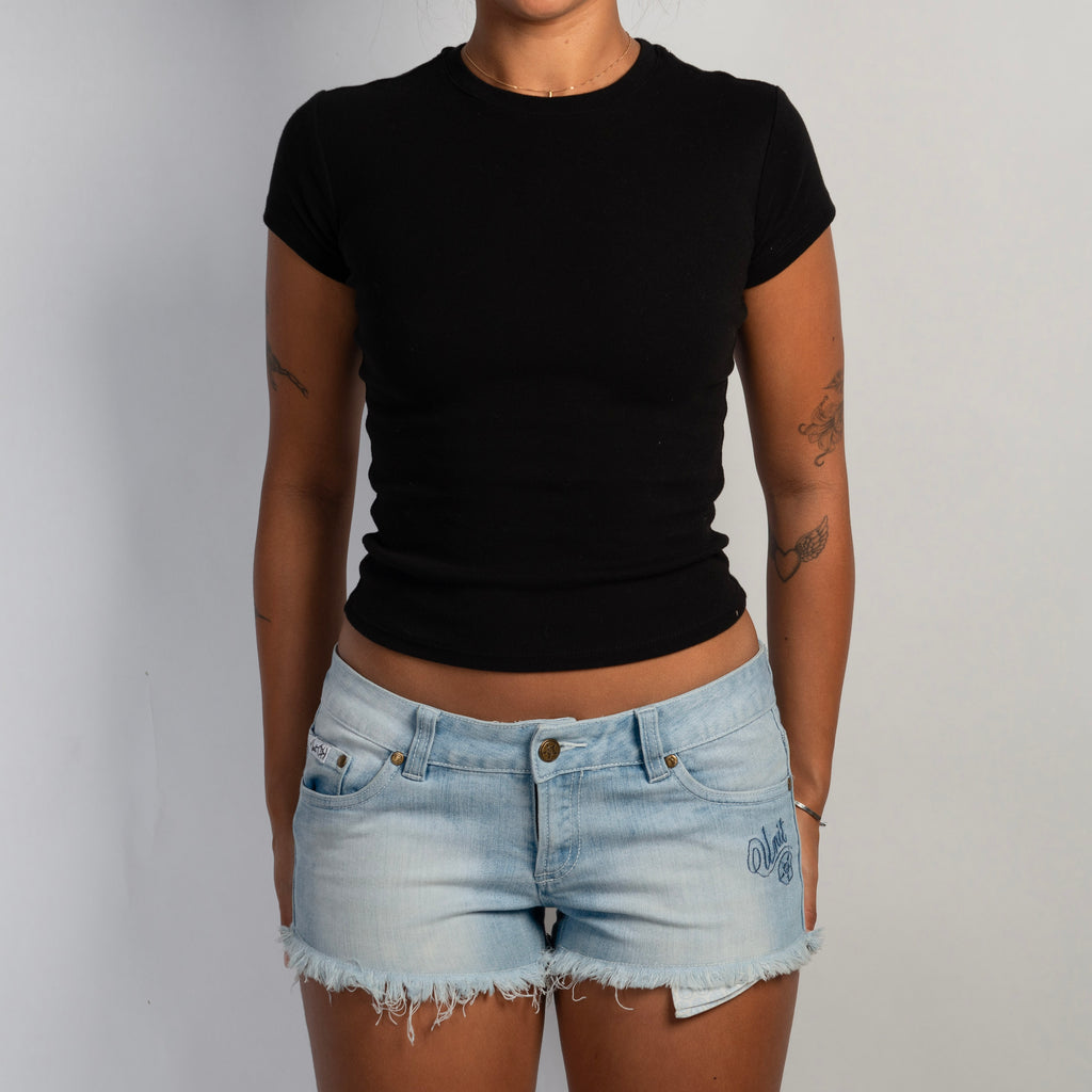 FADED WASH DENIM SHORTS