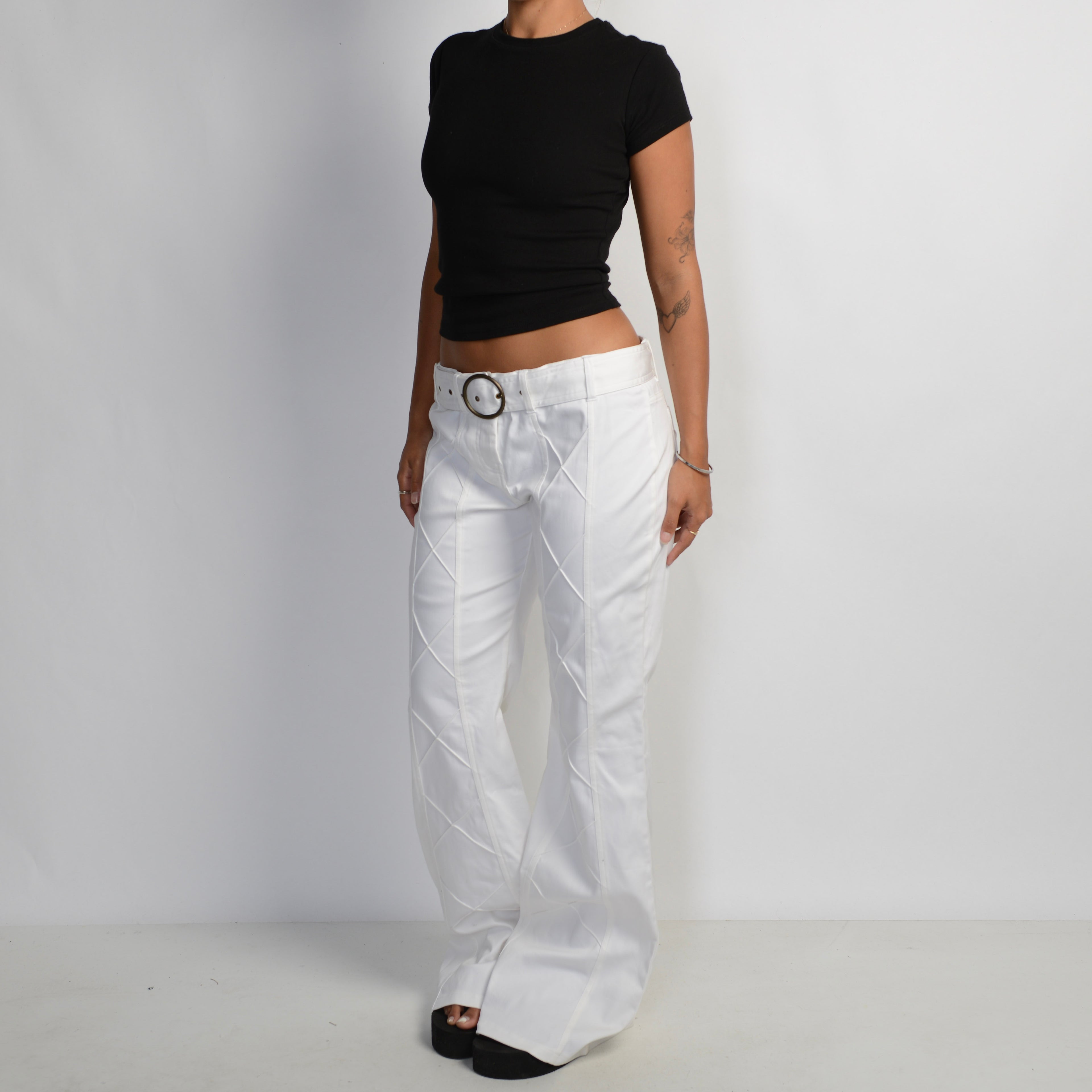 WHITE FLARED TROUSERS