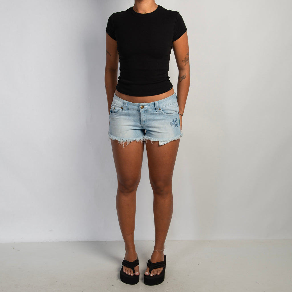 FADED WASH DENIM SHORTS