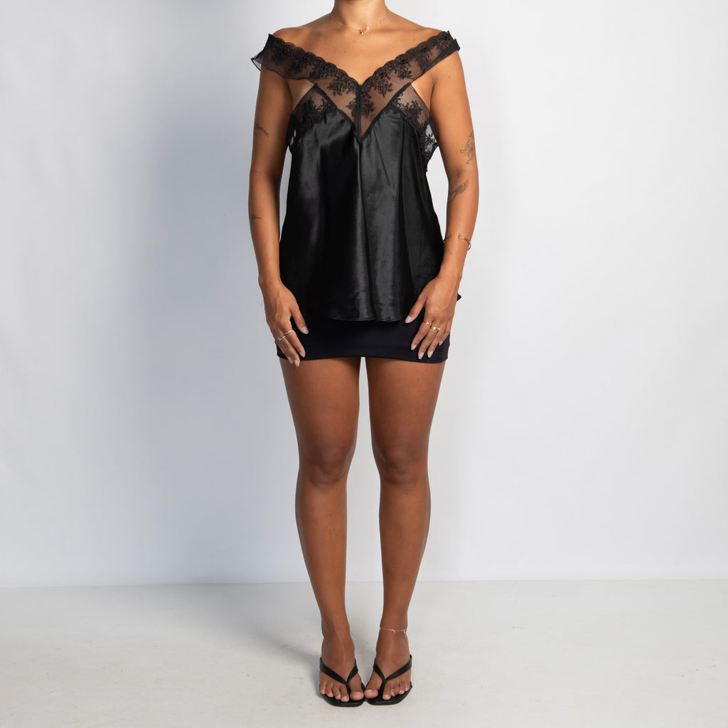 BLACK LACE TRIM CAMISOLE