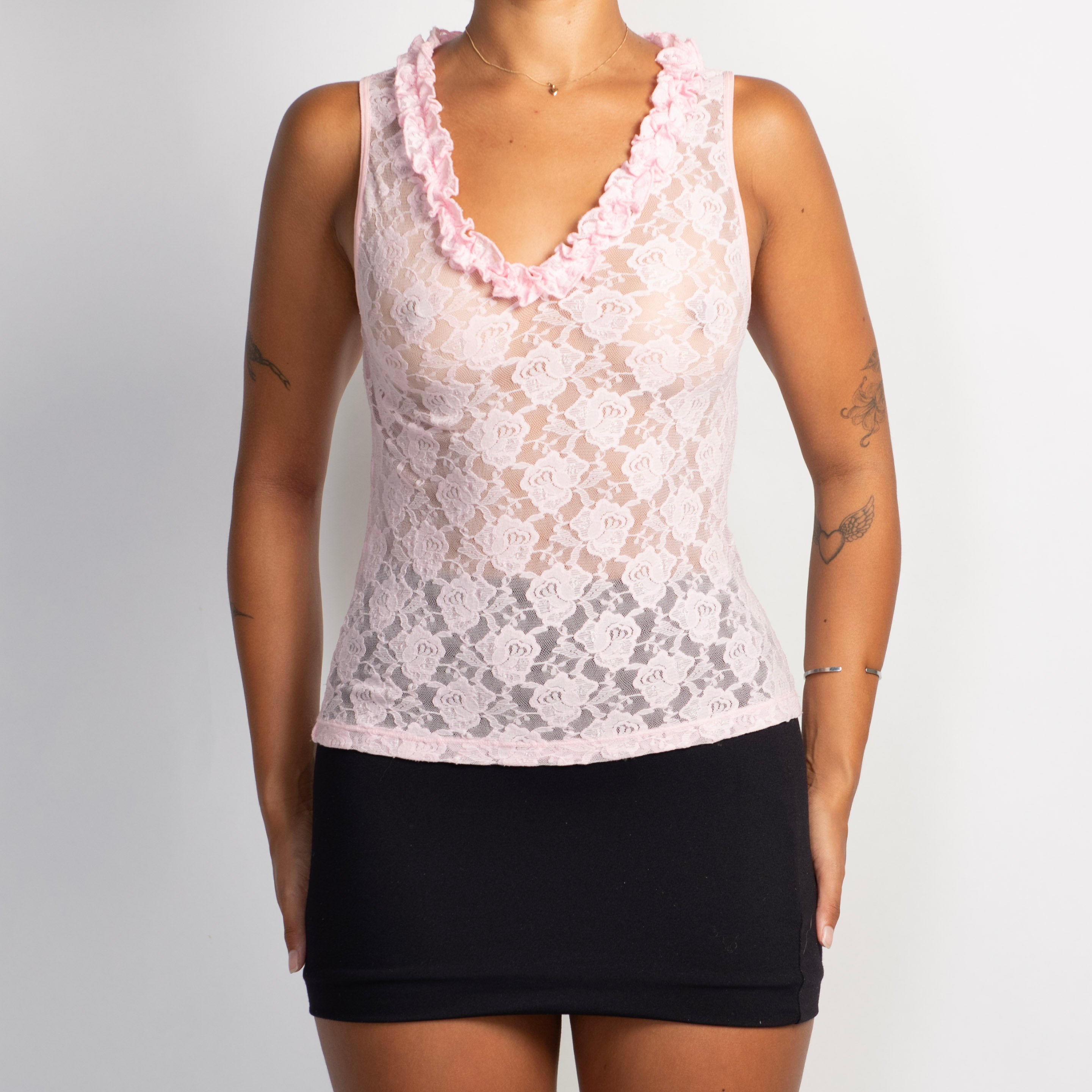 PINK LACE TANK TOP