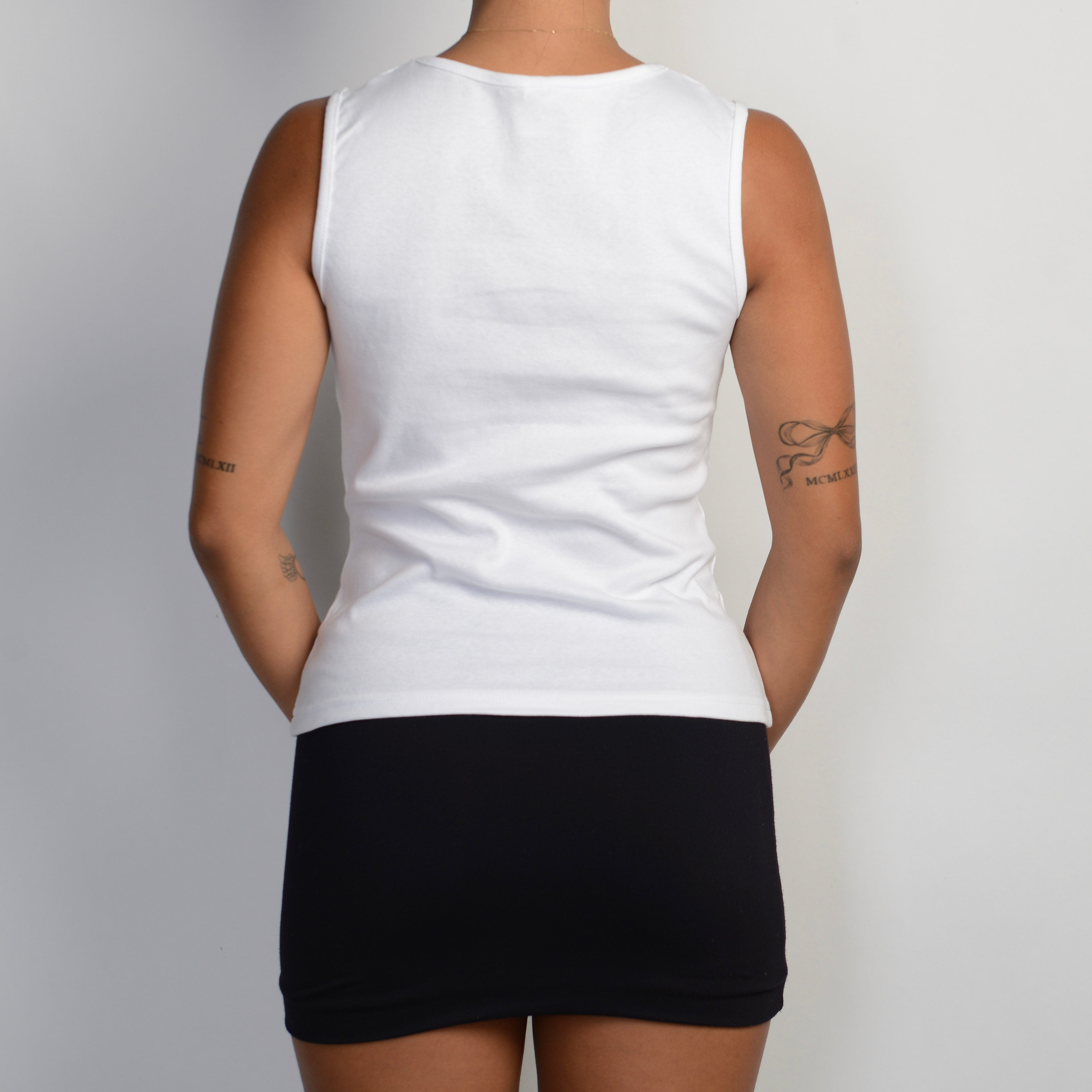 WHITE V NECK TANK TOP