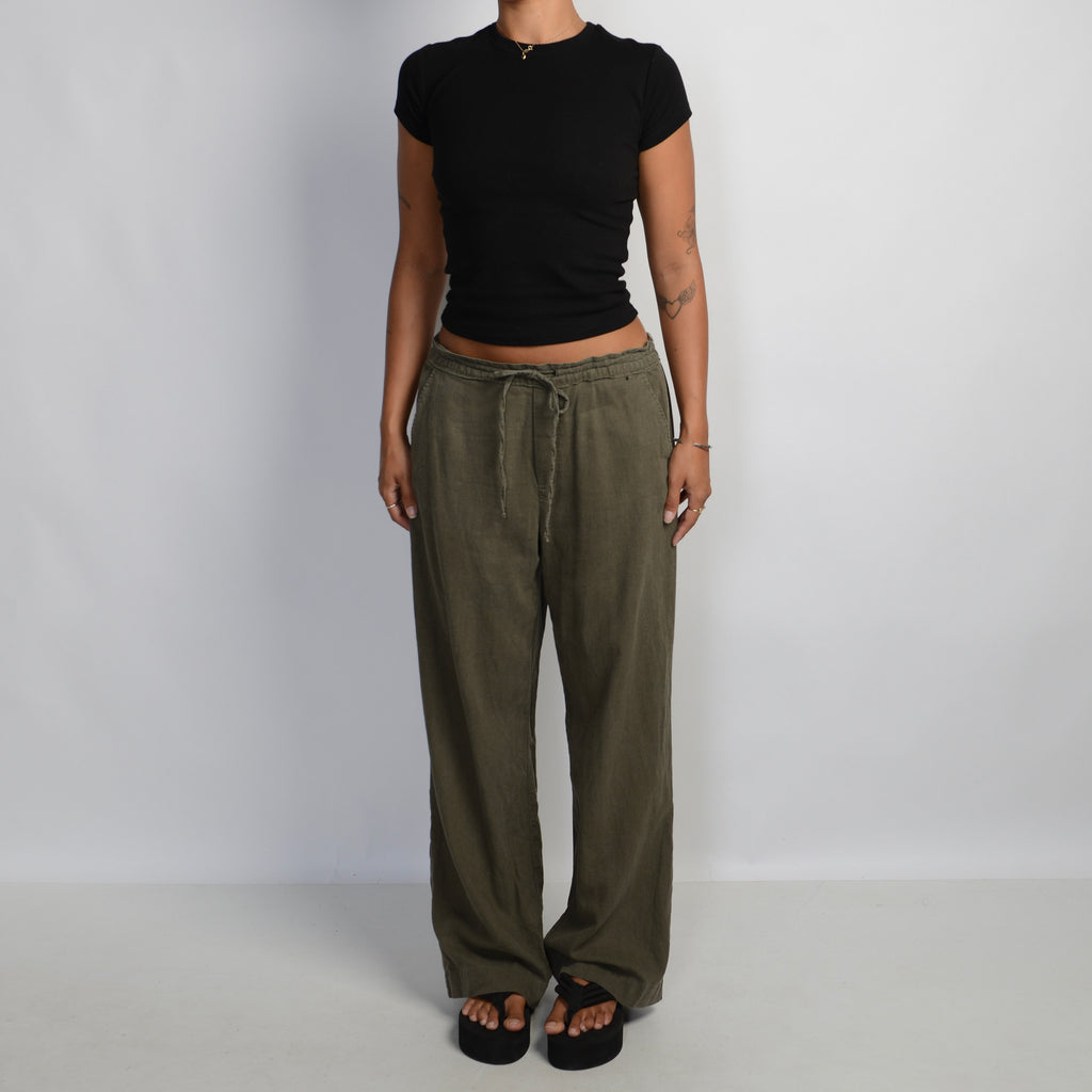 KHAKI LINEN TROUSERS