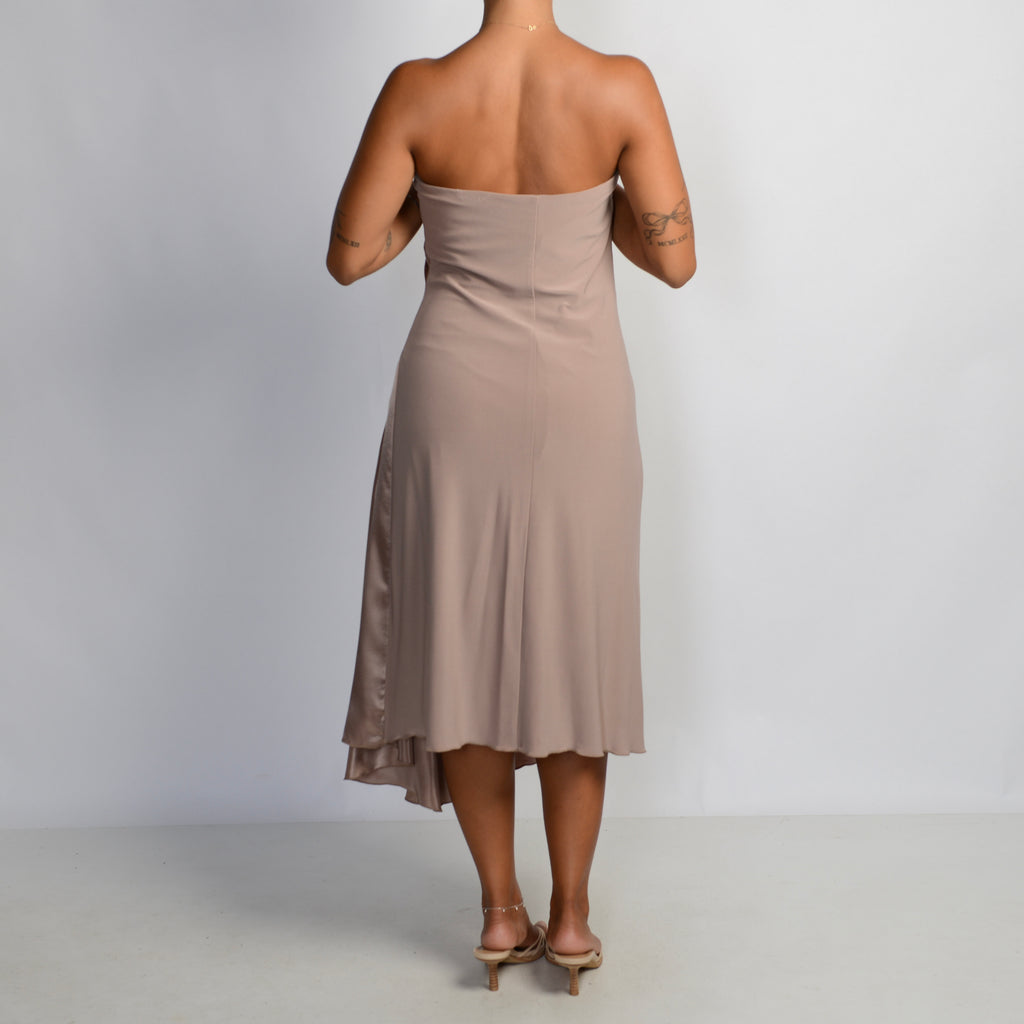 BEIGE STRAPLESS DRESS