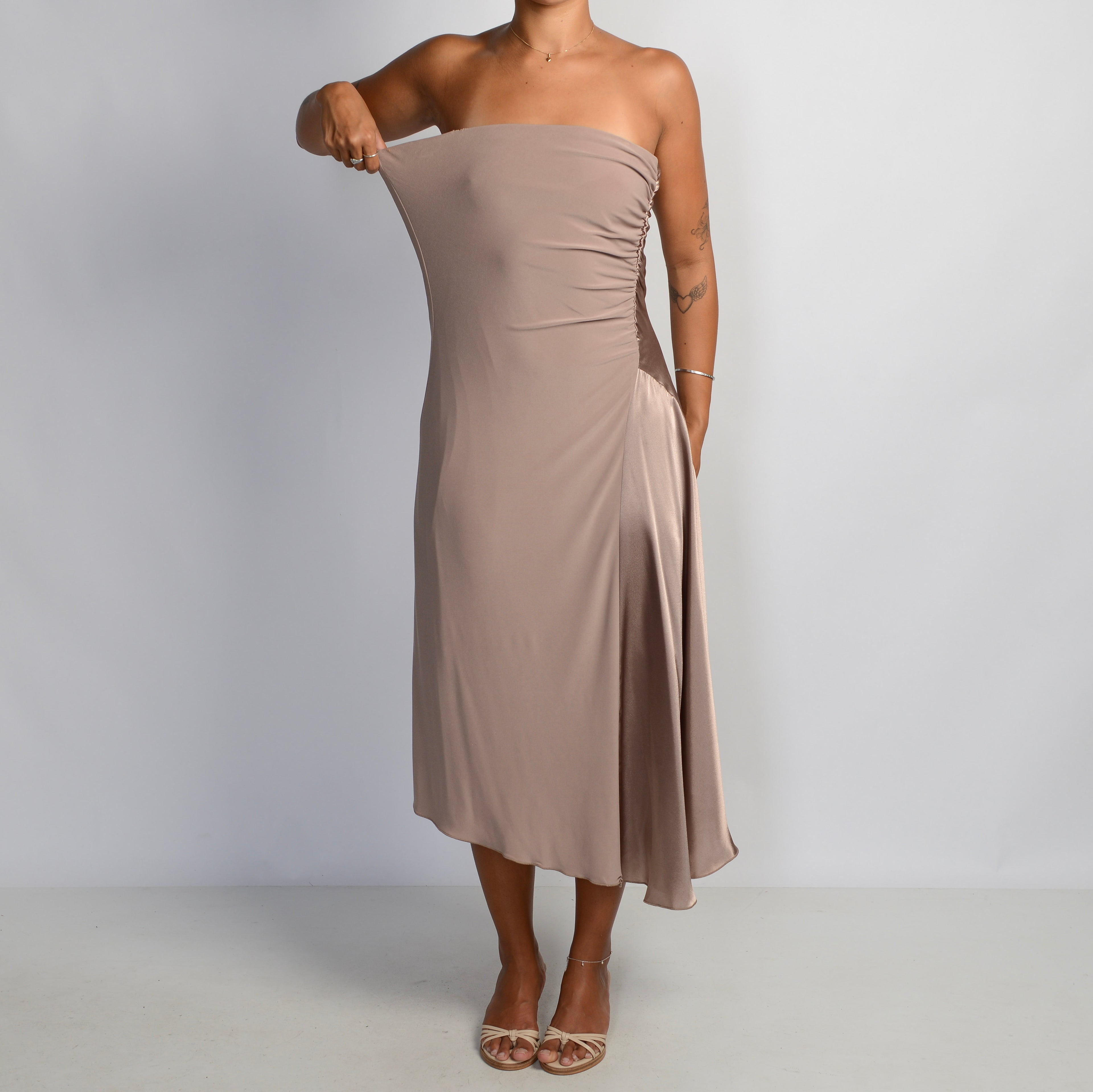 BEIGE STRAPLESS DRESS