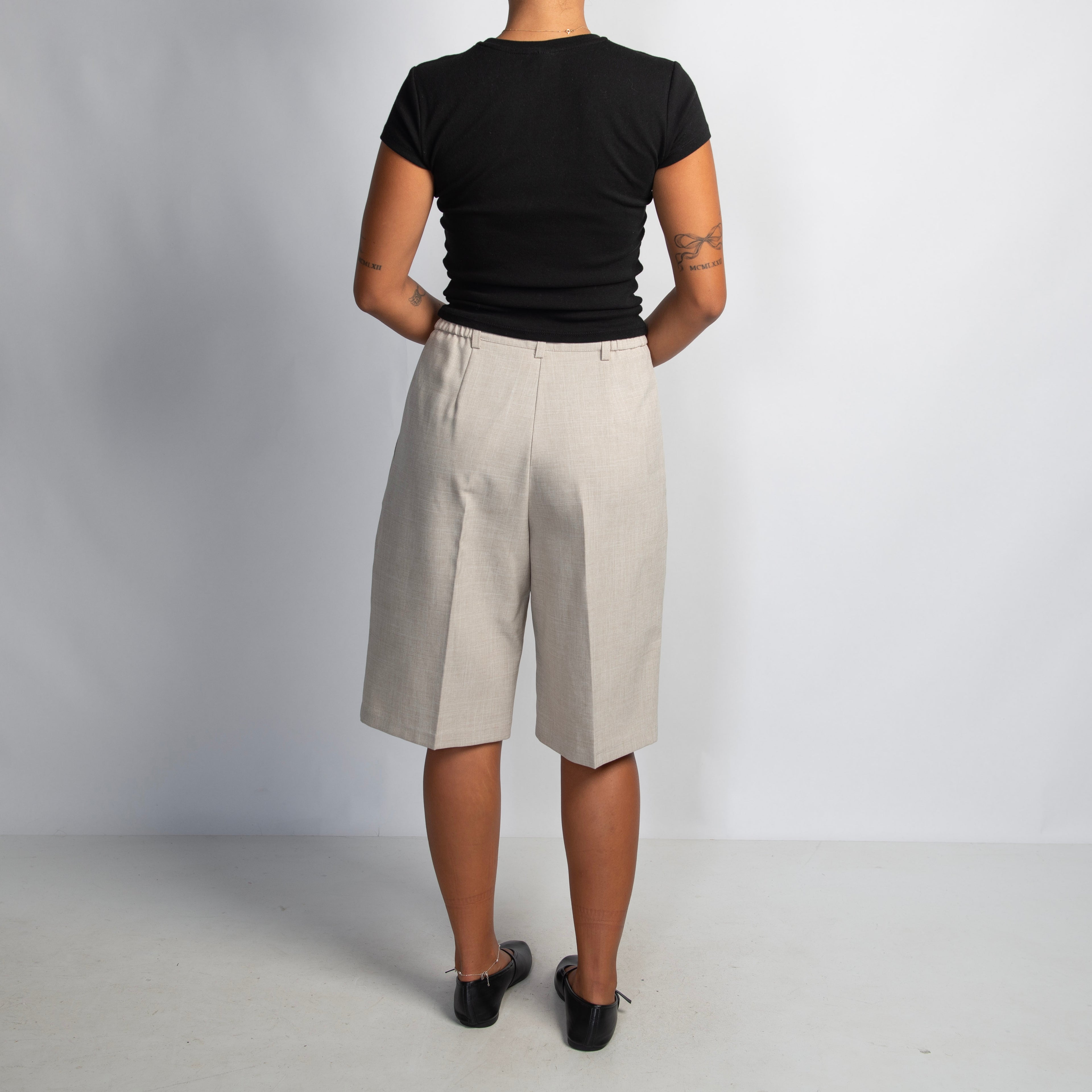 BEIGE LONGLINE SHORTS