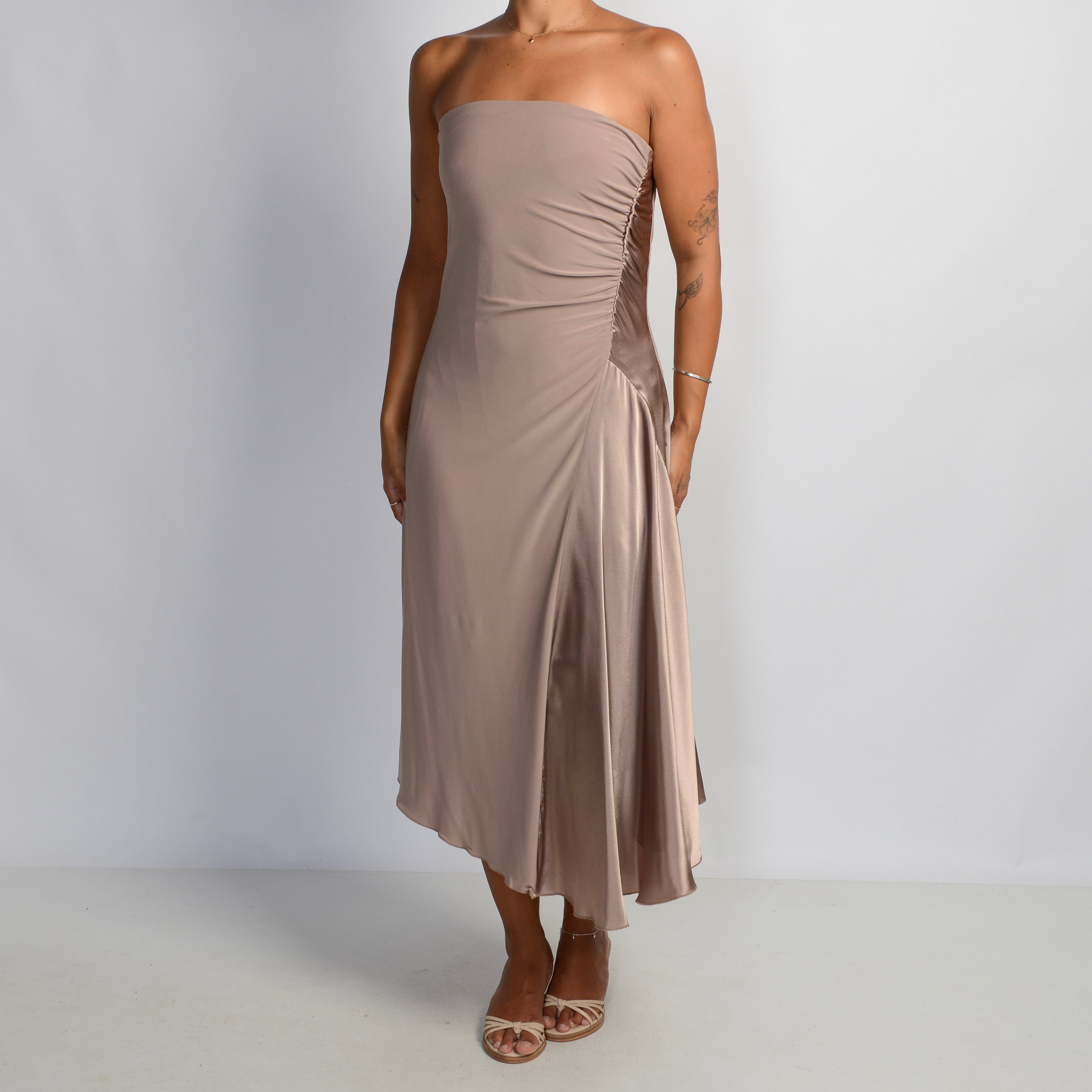 BEIGE STRAPLESS DRESS